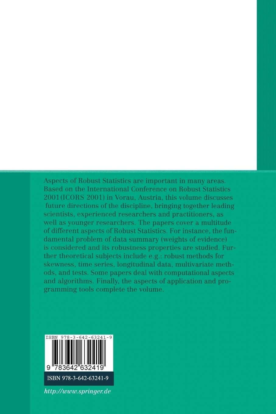 Rückseitencover Developments in Robust Statistics