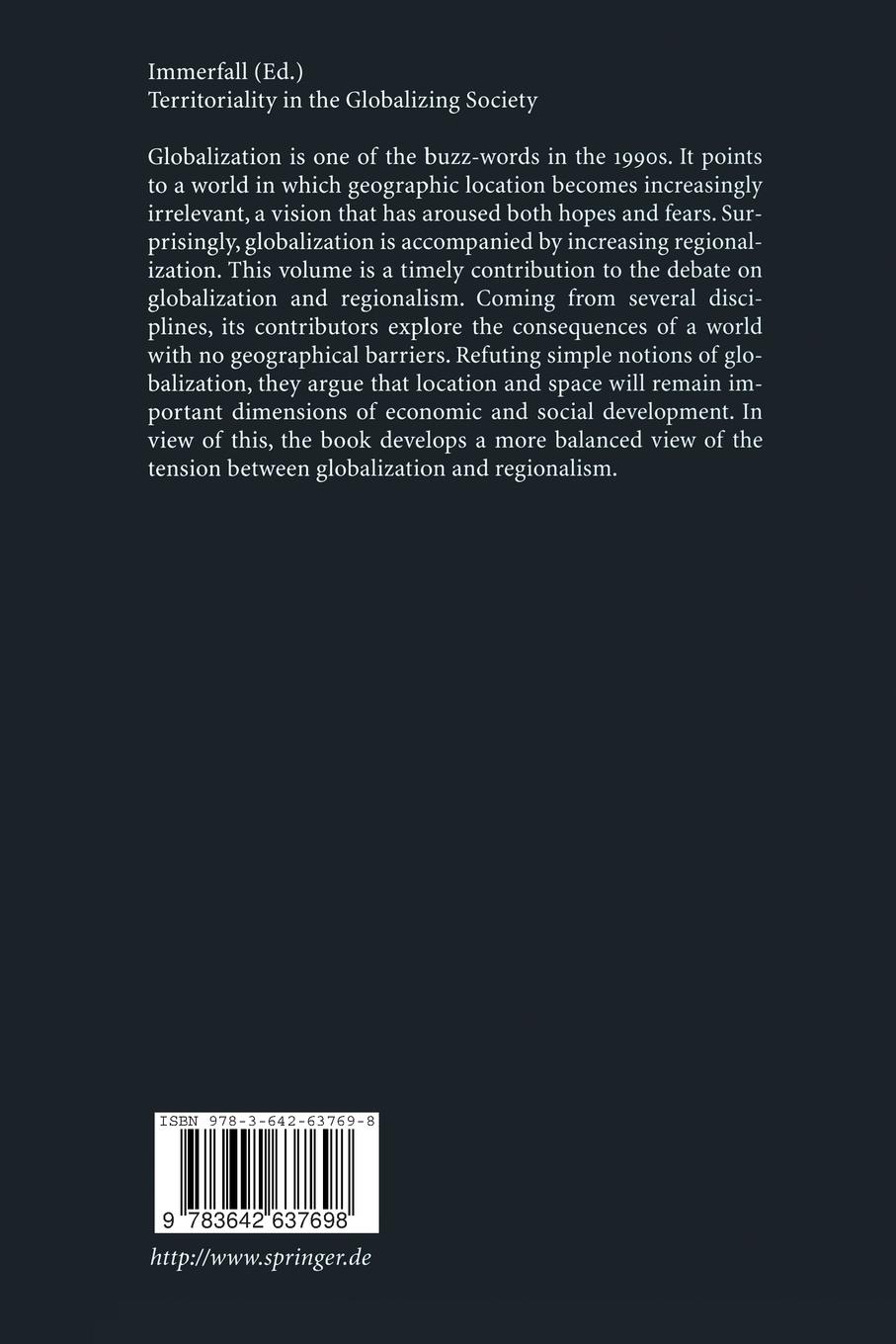 Rückseitencover Territoriality in the Globalizing Society