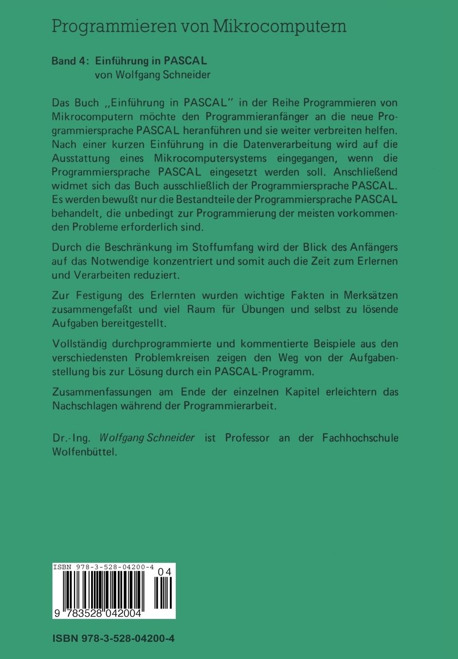 Rückseitencover Einführung in PASCAL