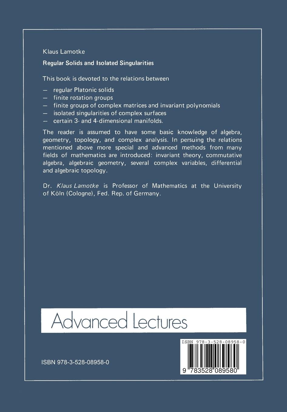 Rückseitencover Regular Solids and Isolated Singularities