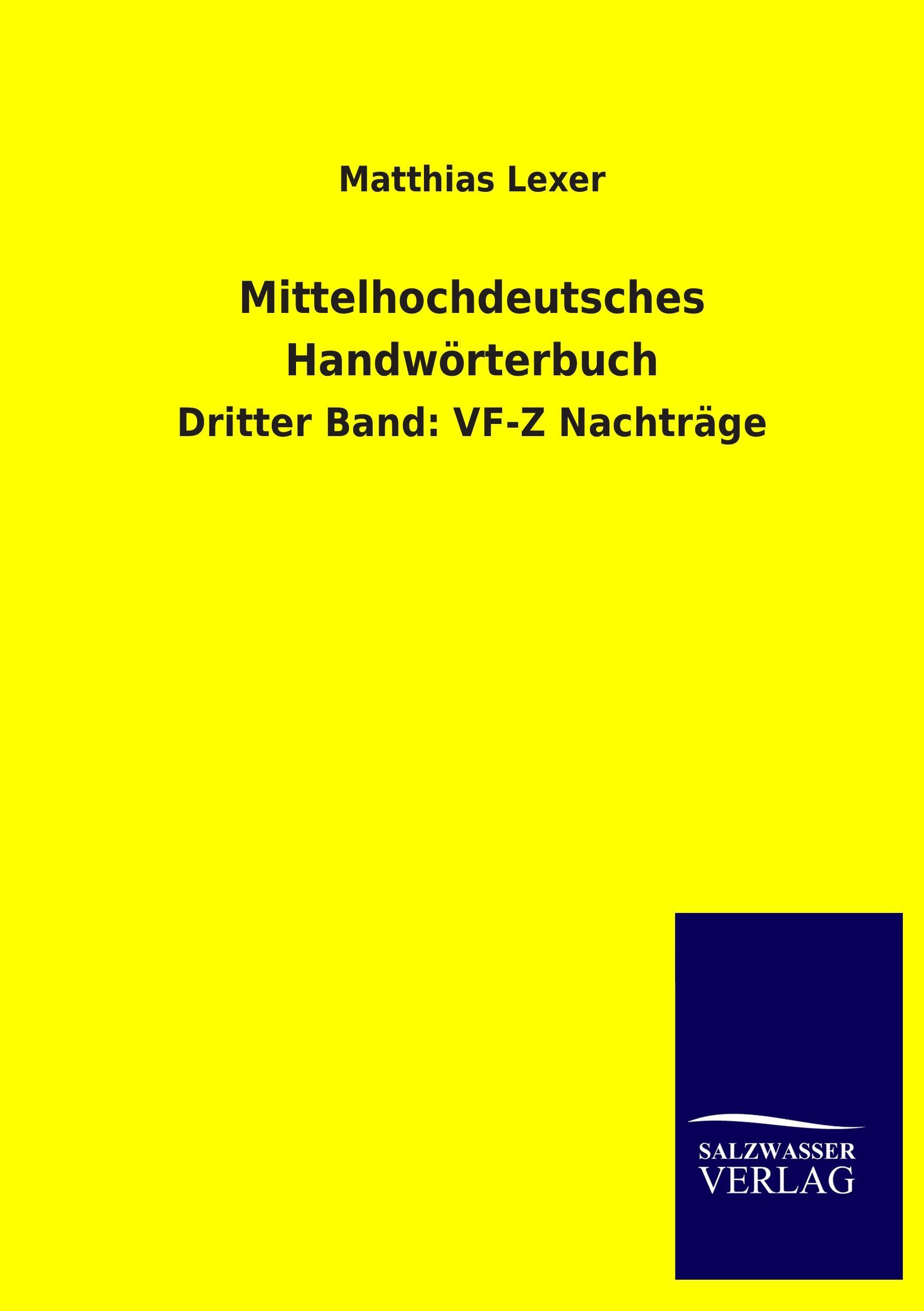 Vorderes Coverbild Mittelhochdeutsches Handwörterbuch
