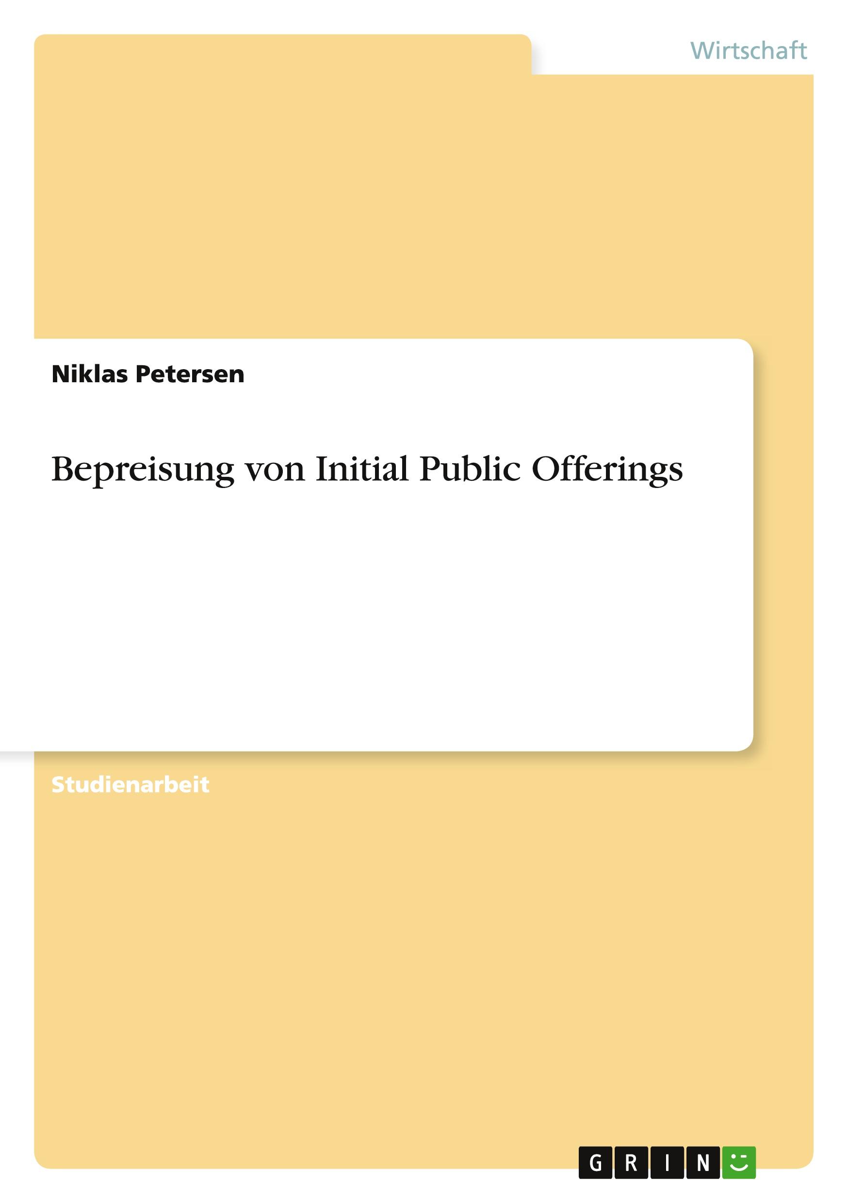 Vorderes Coverbild Bepreisung von Initial Public Offerings