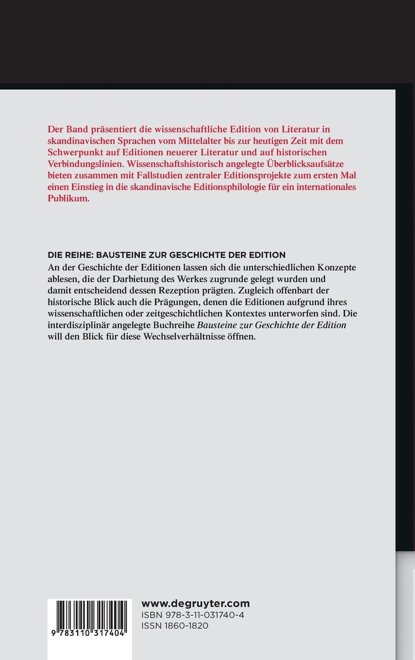 Rückseitencover Geschichte der Edition in Skandinavien