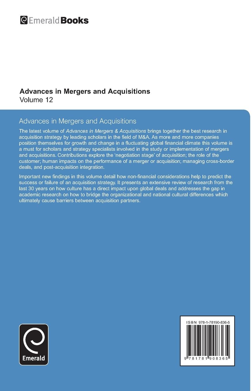 Rückseitencover Advances in Mergers and Acquisitions