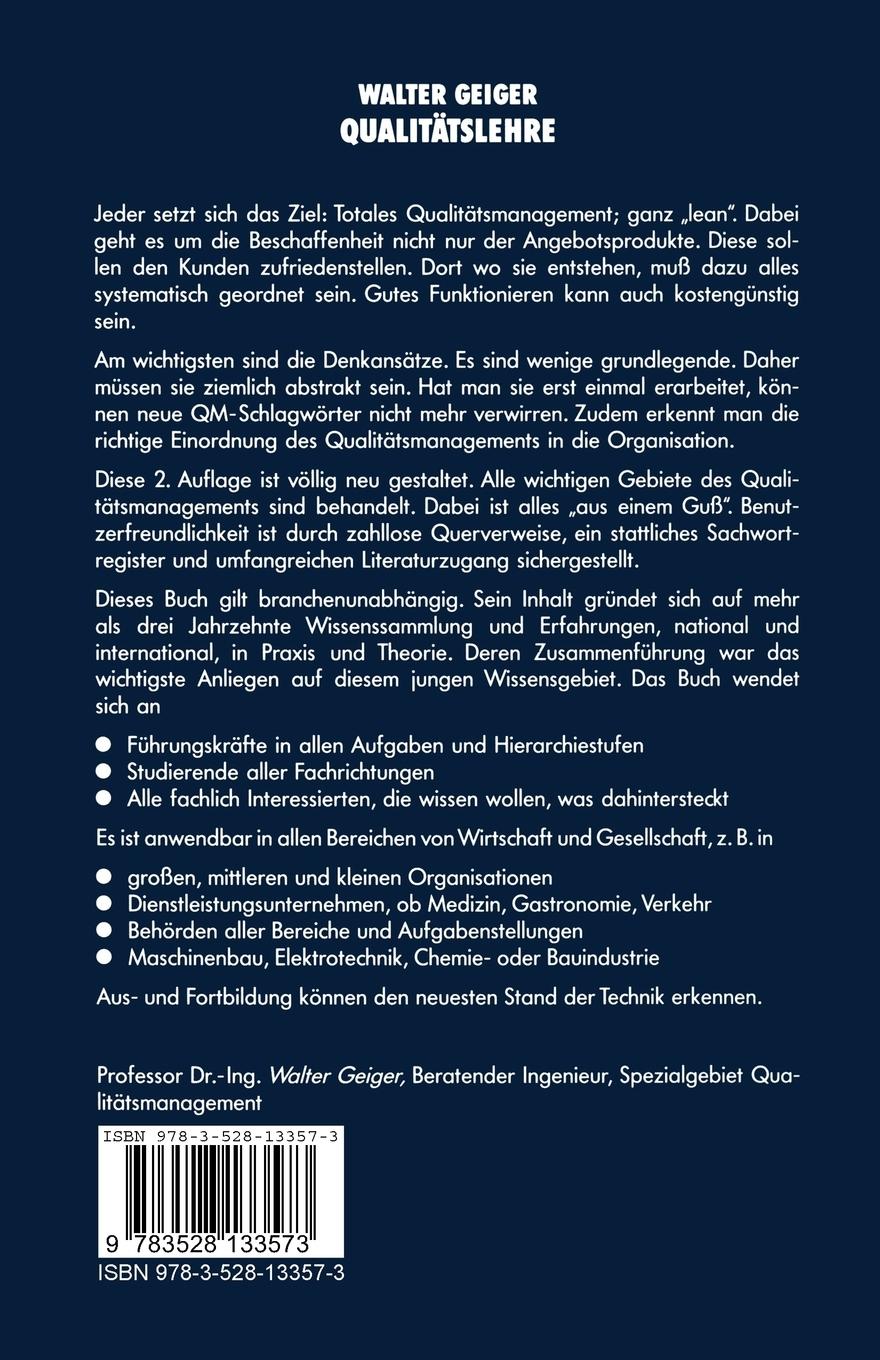 Rückseitencover Qualitäts Lehre