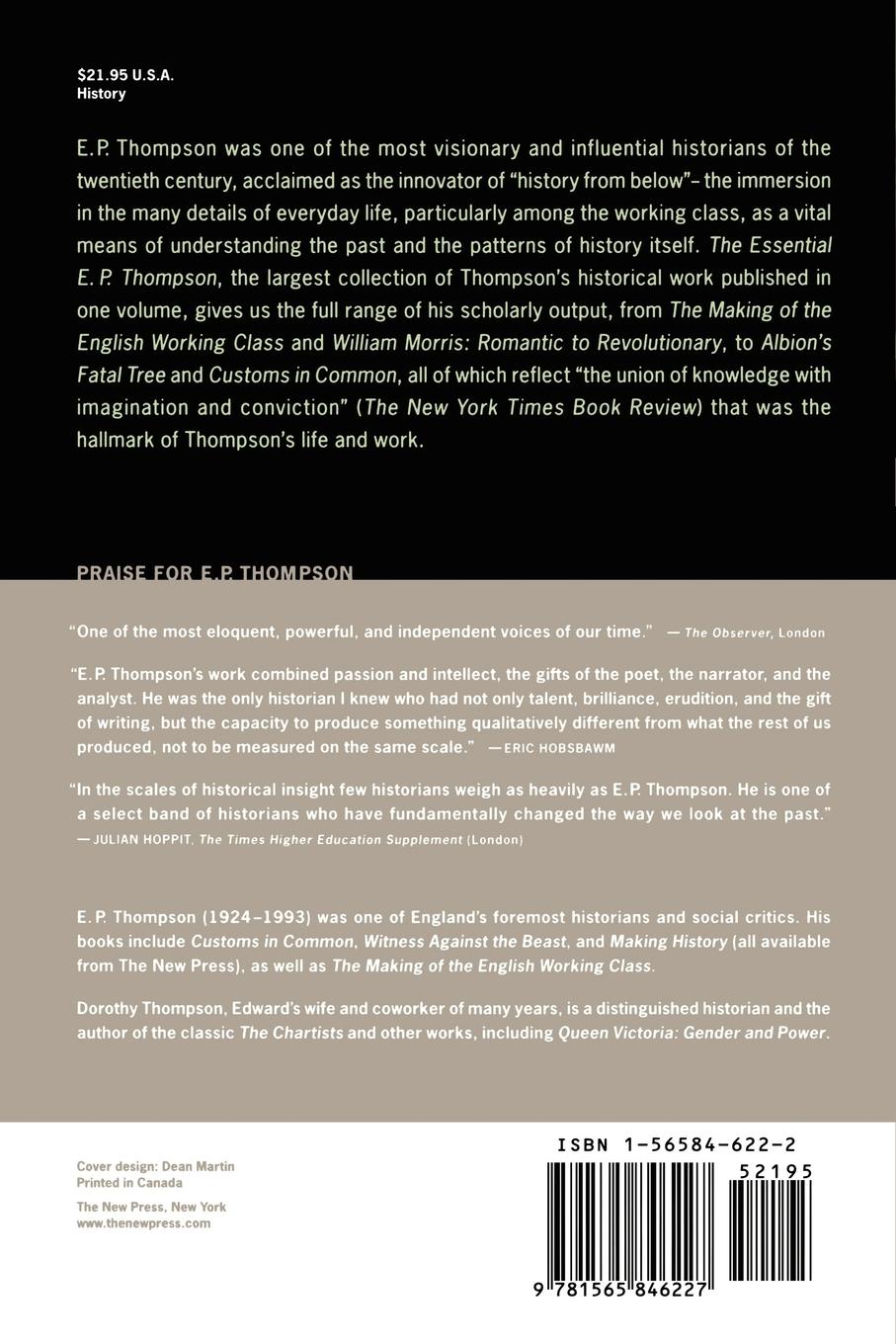 Rückseitencover The Essential E. P. Thompson