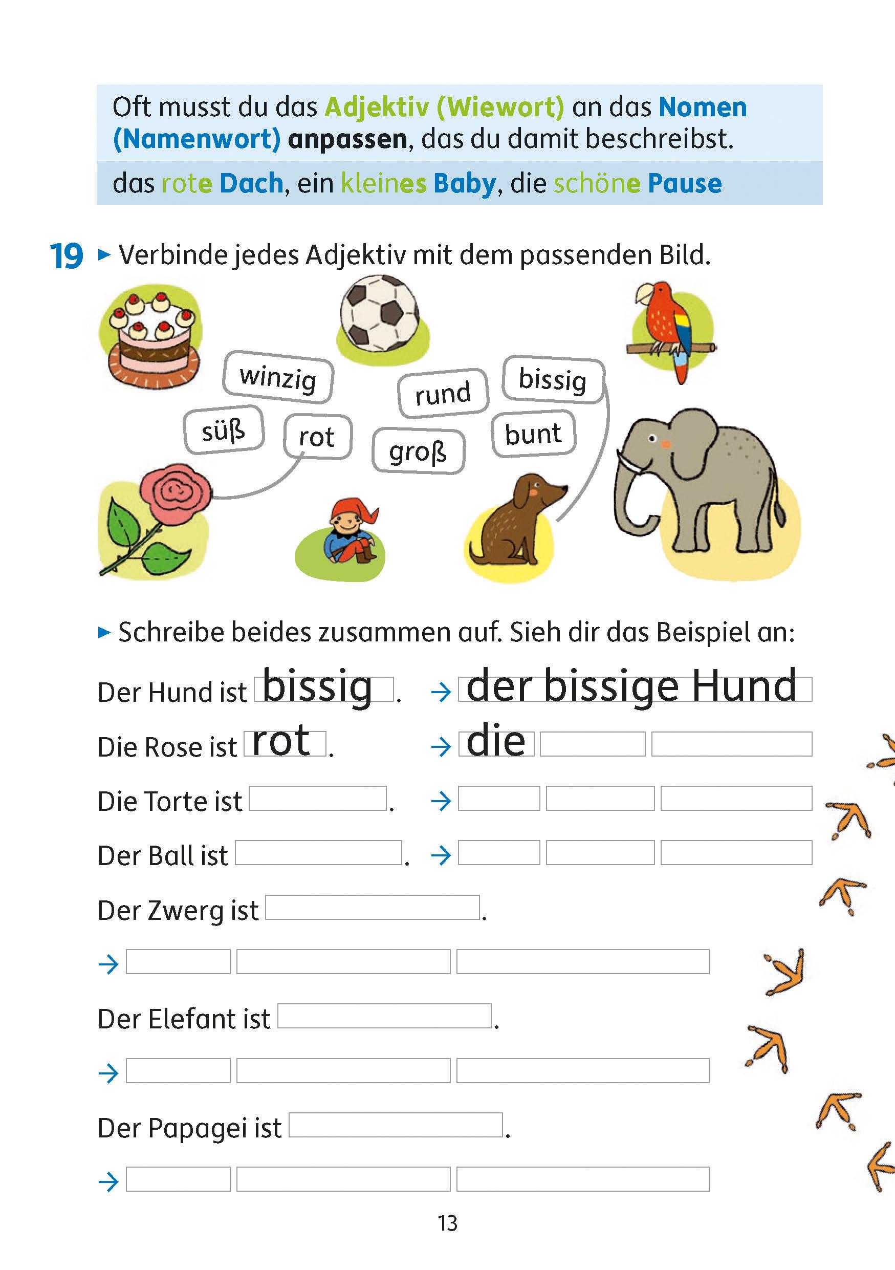 Beispielinhalt (Bild) Grammatik 3. Klasse