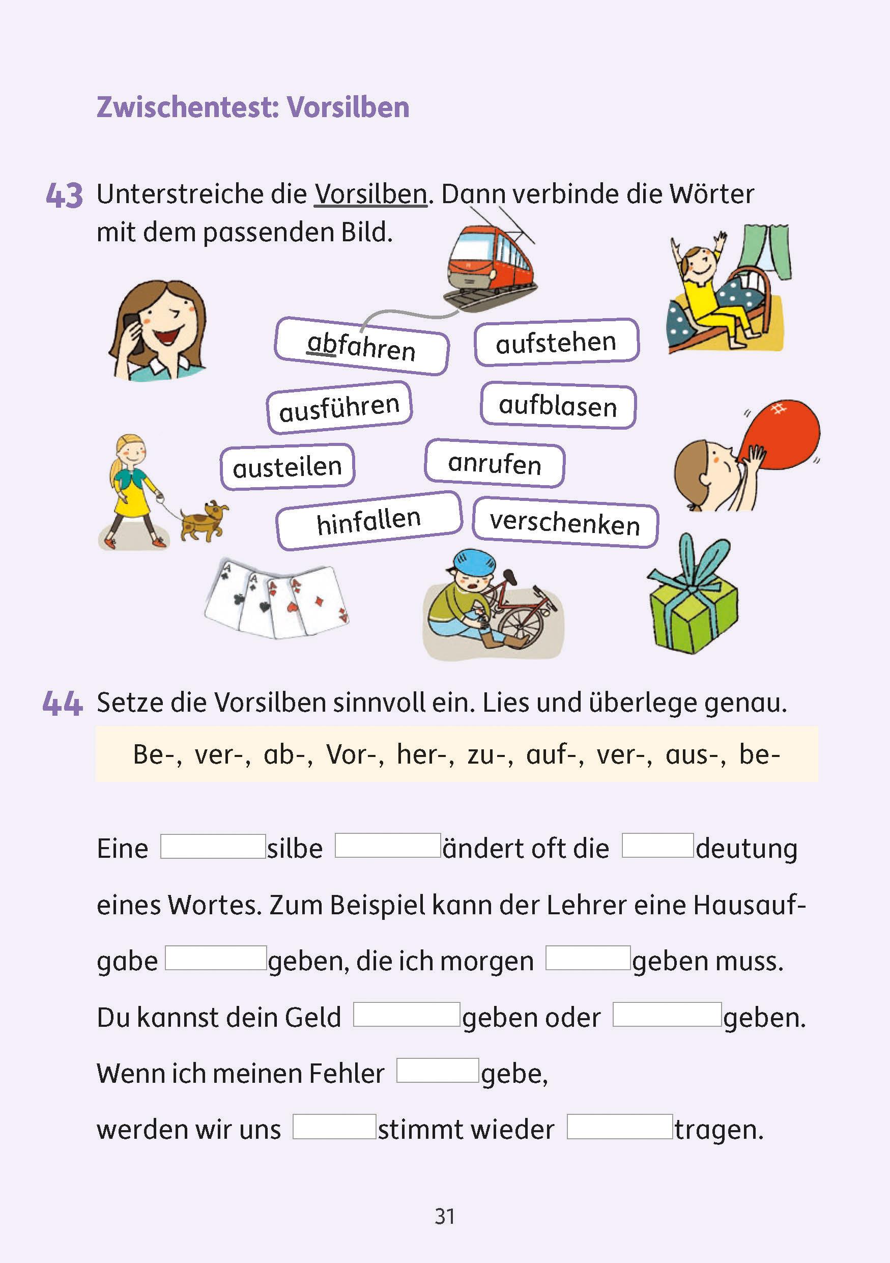 Beispielinhalt (Bild) Grammatik 3. Klasse