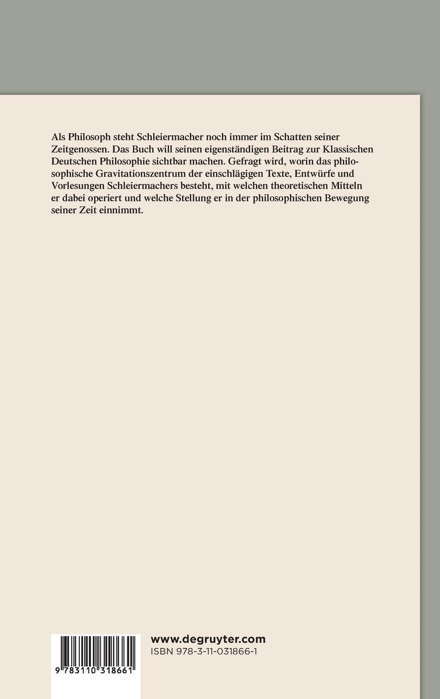 Rückseitencover Friedrich Schleiermacher als Philosoph