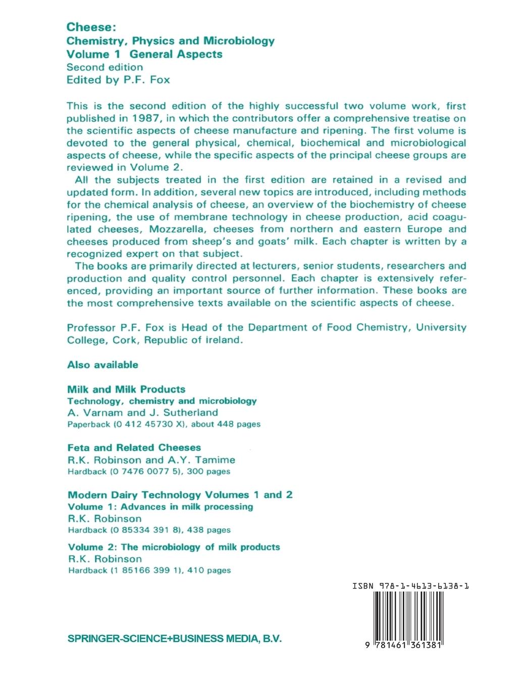 Rückseitencover Cheese: Chemistry, Physics and Microbiology