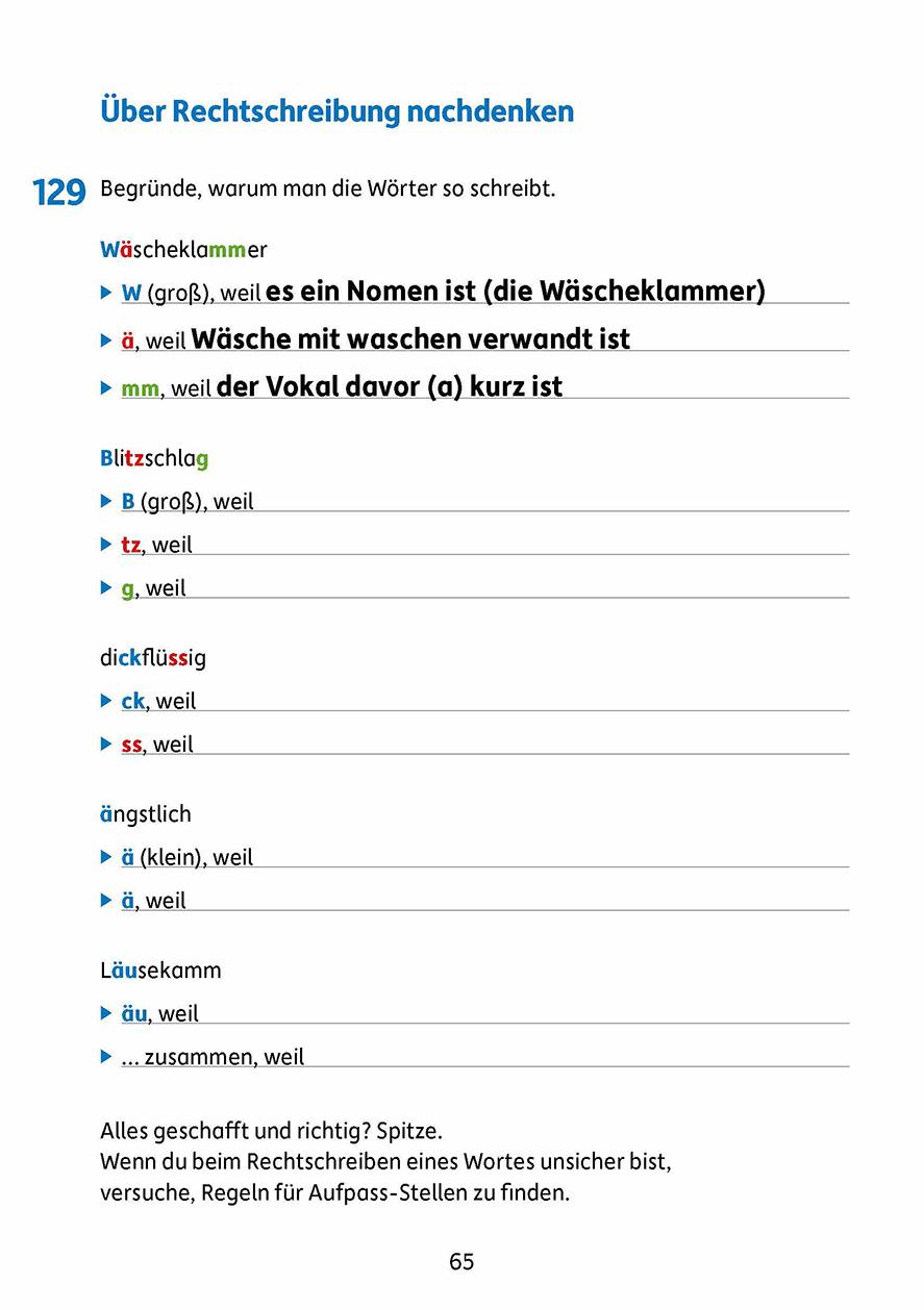 Beispielinhalt (Bild) Rechtschreiben und Diktate 4. Klasse