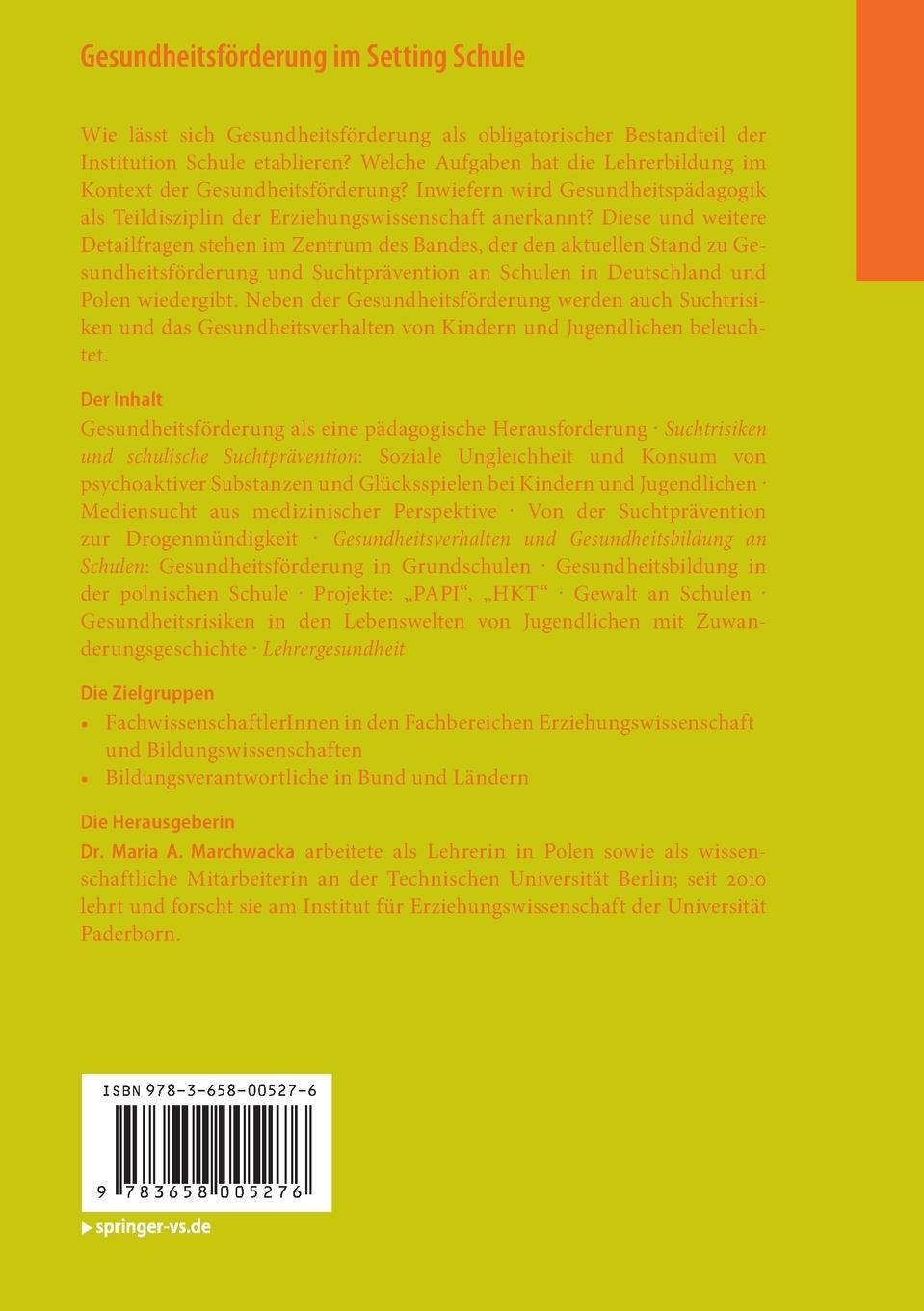Rückseitencover Gesundheitsförderung im Setting Schule