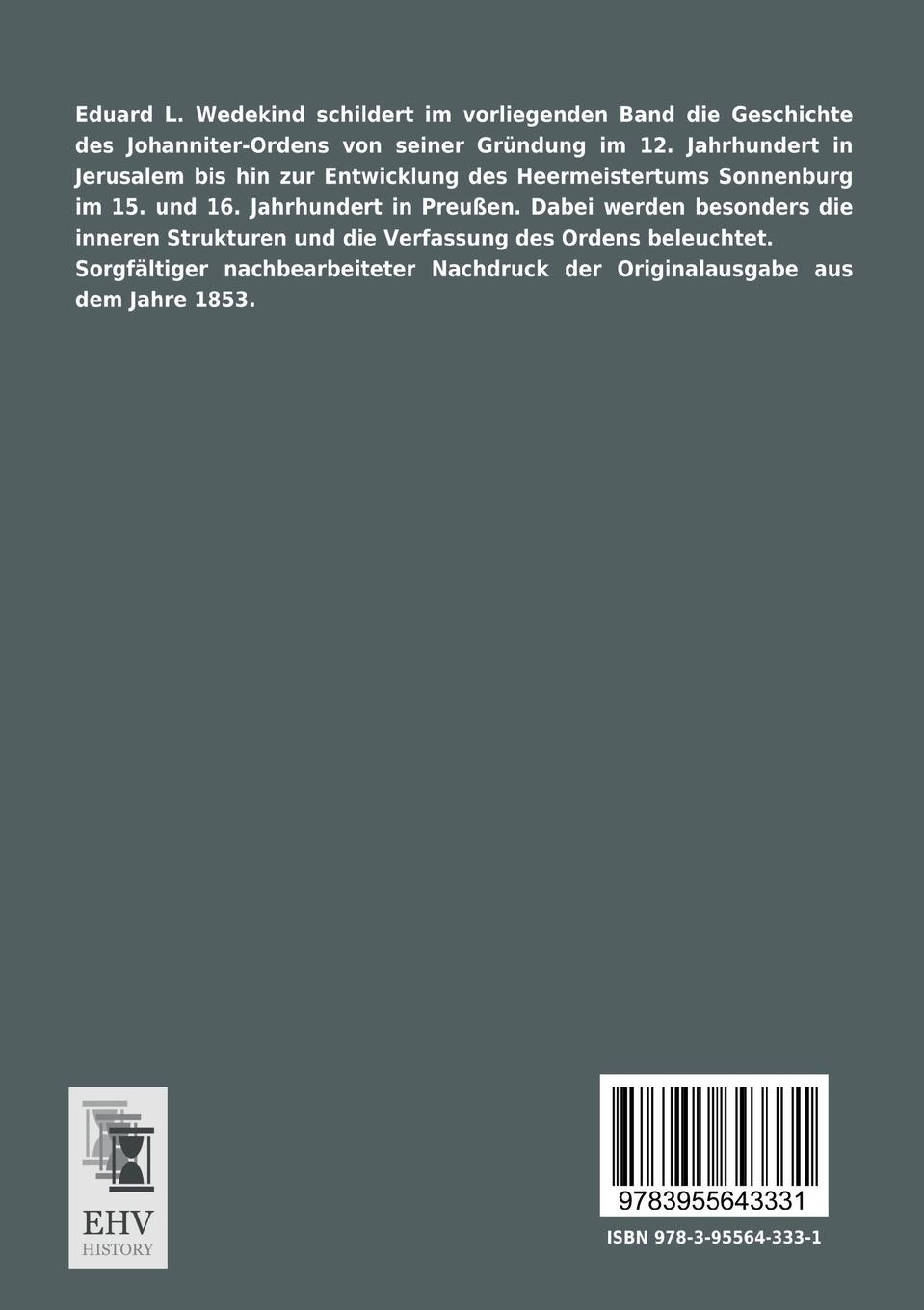 Rückseitencover Geschichte des Ritterlichen St. Johanniter-Ordens