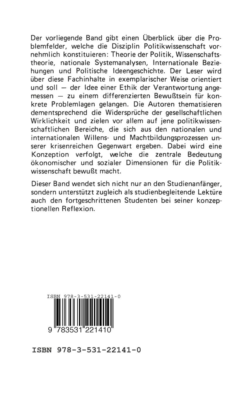 Rückseitencover Politik als Wissenschaft