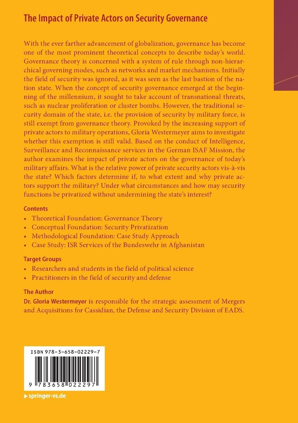 Rückseitencover The Impact of Private Actors on Security Governance