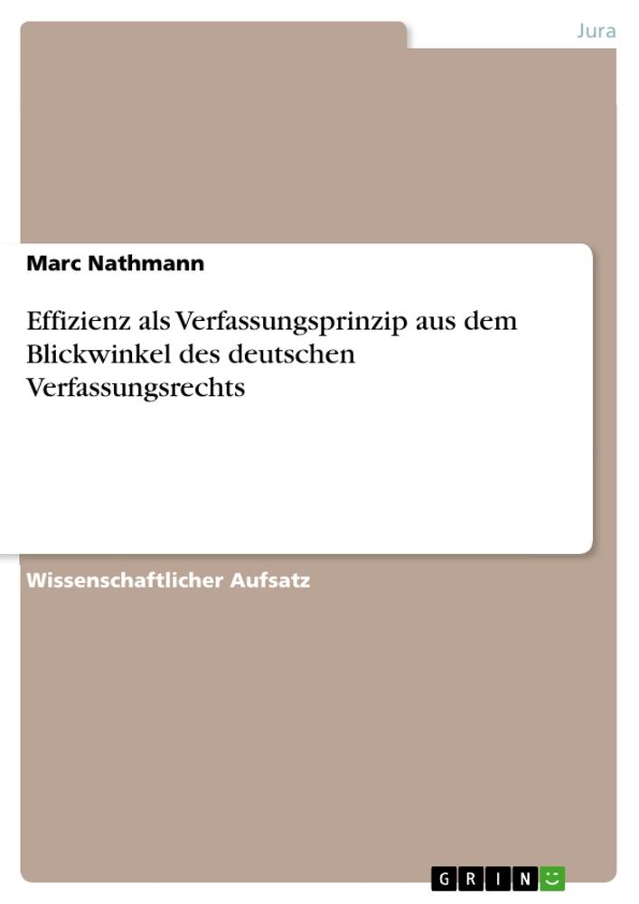 Vorderes Coverbild Effizienz als Verfassungsprinzip aus dem Blickwinkel des deutschen Verfassungsrechts