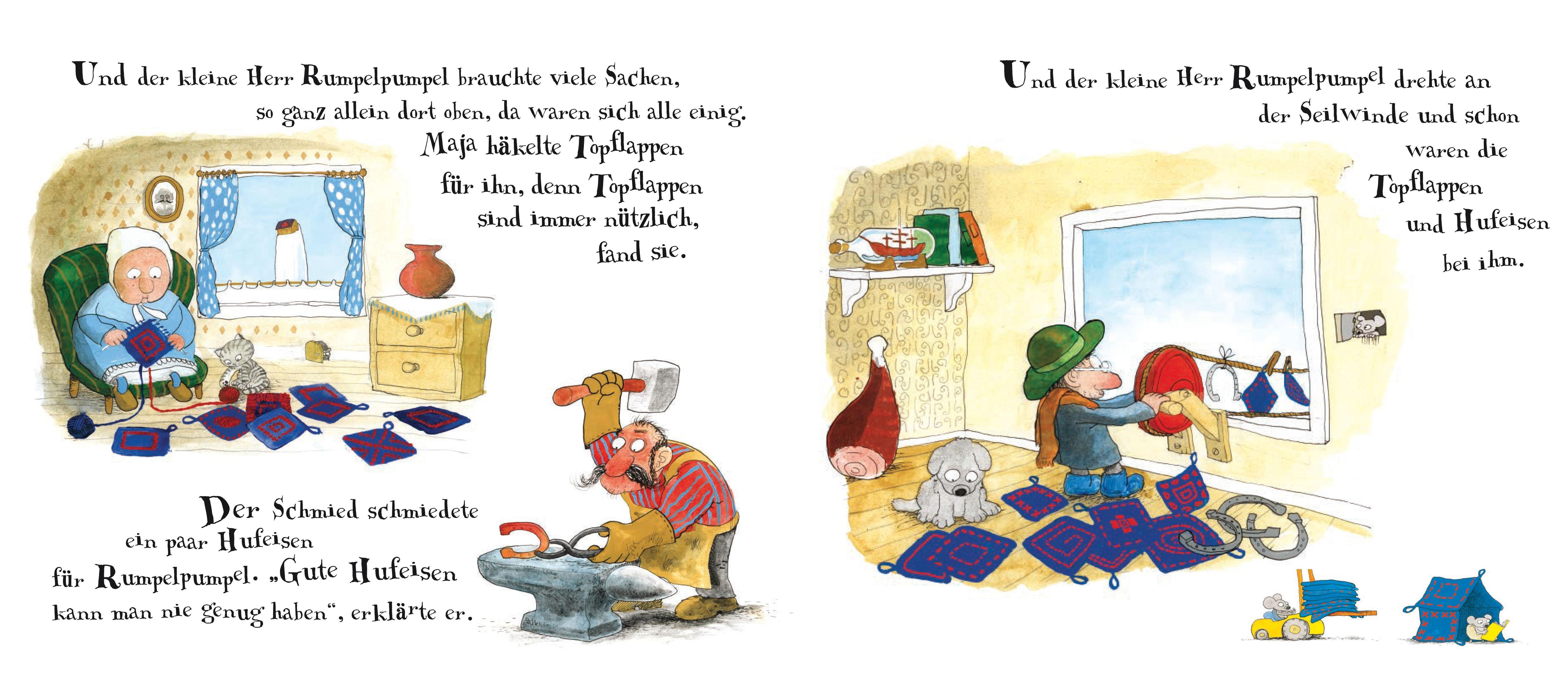 Beispielinhalt (Bild) Herr Rumpelpumpel fliegt weg