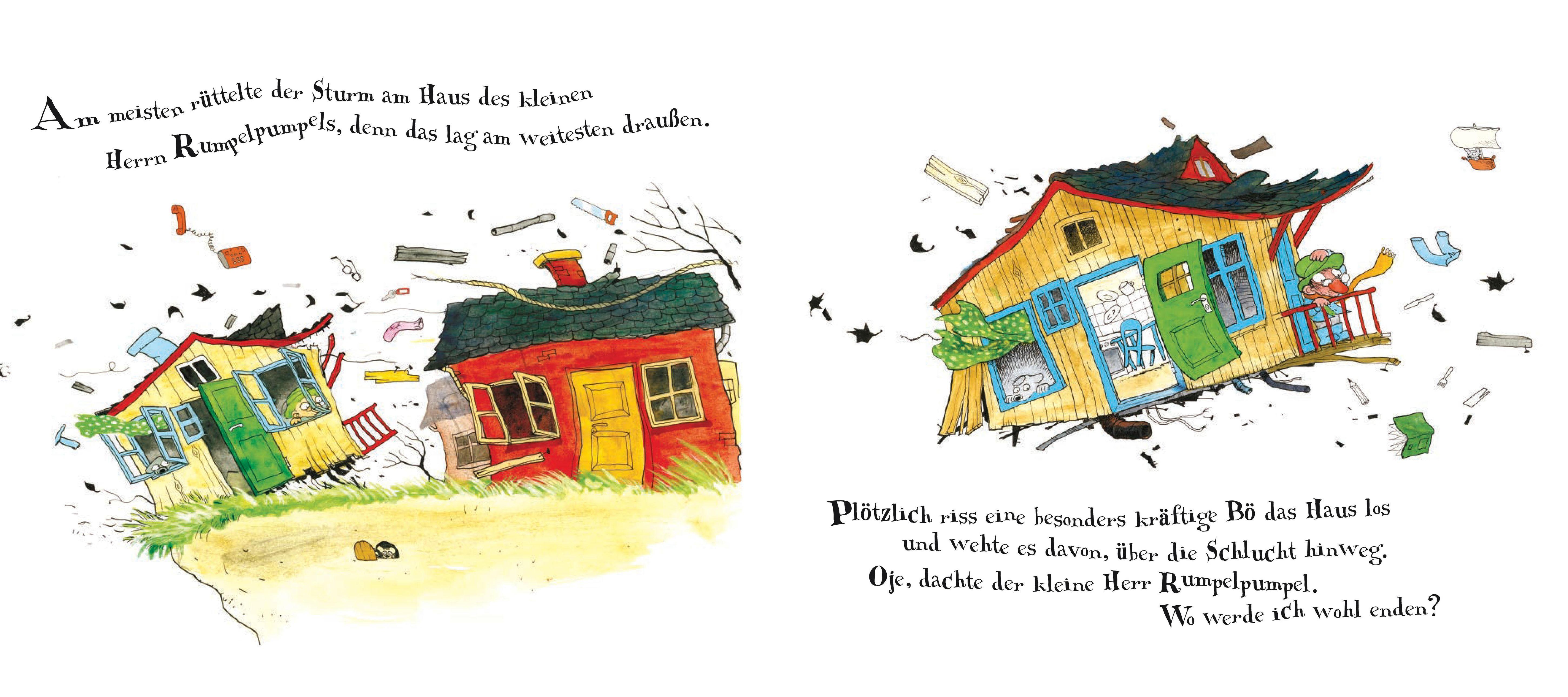 Beispielinhalt (Bild) Herr Rumpelpumpel fliegt weg