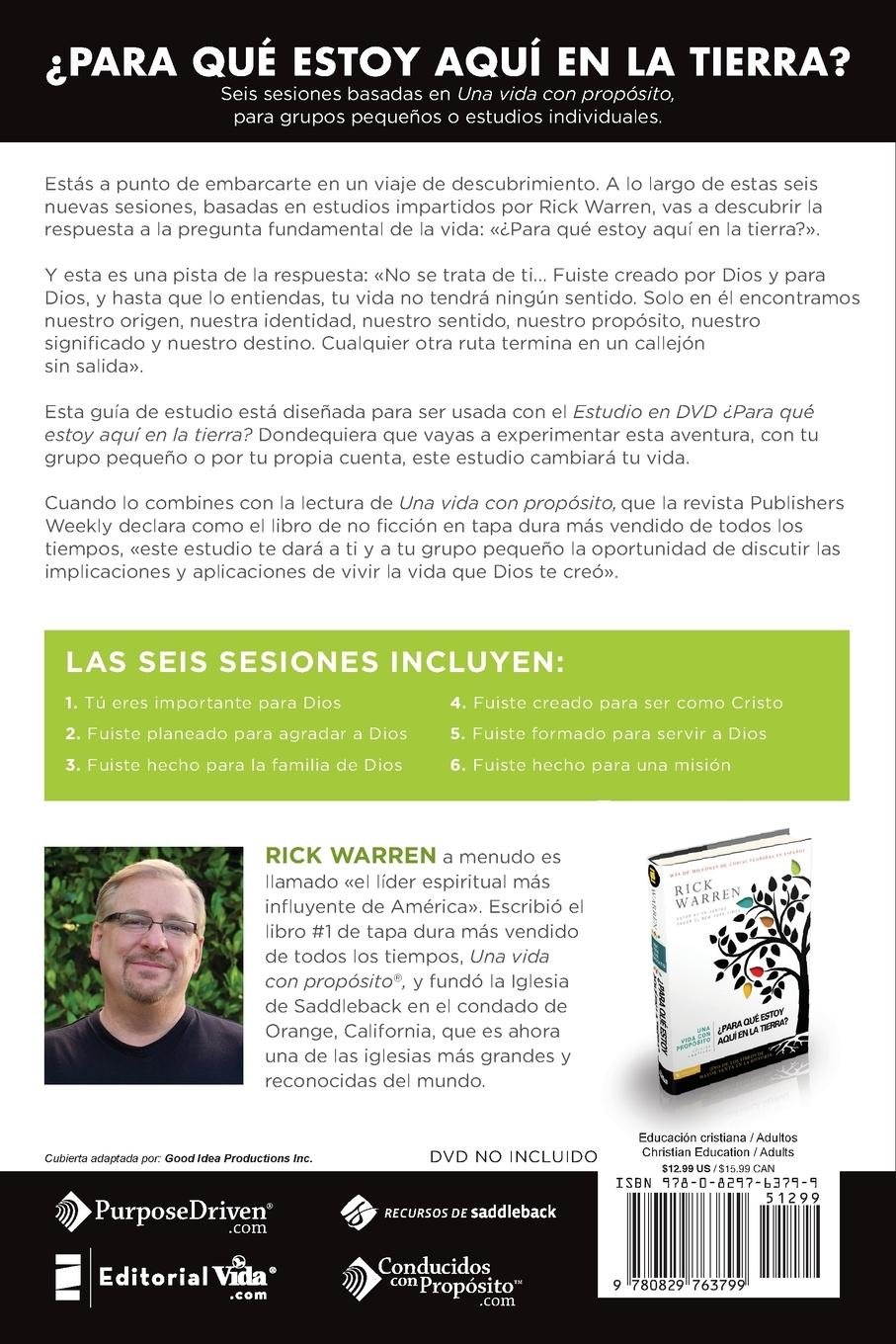 Rückseitencover El ¿¿Para Qu¿¿ Estoy Aqu¿¿ En La Tierra? Gu¿¿a de Estudio