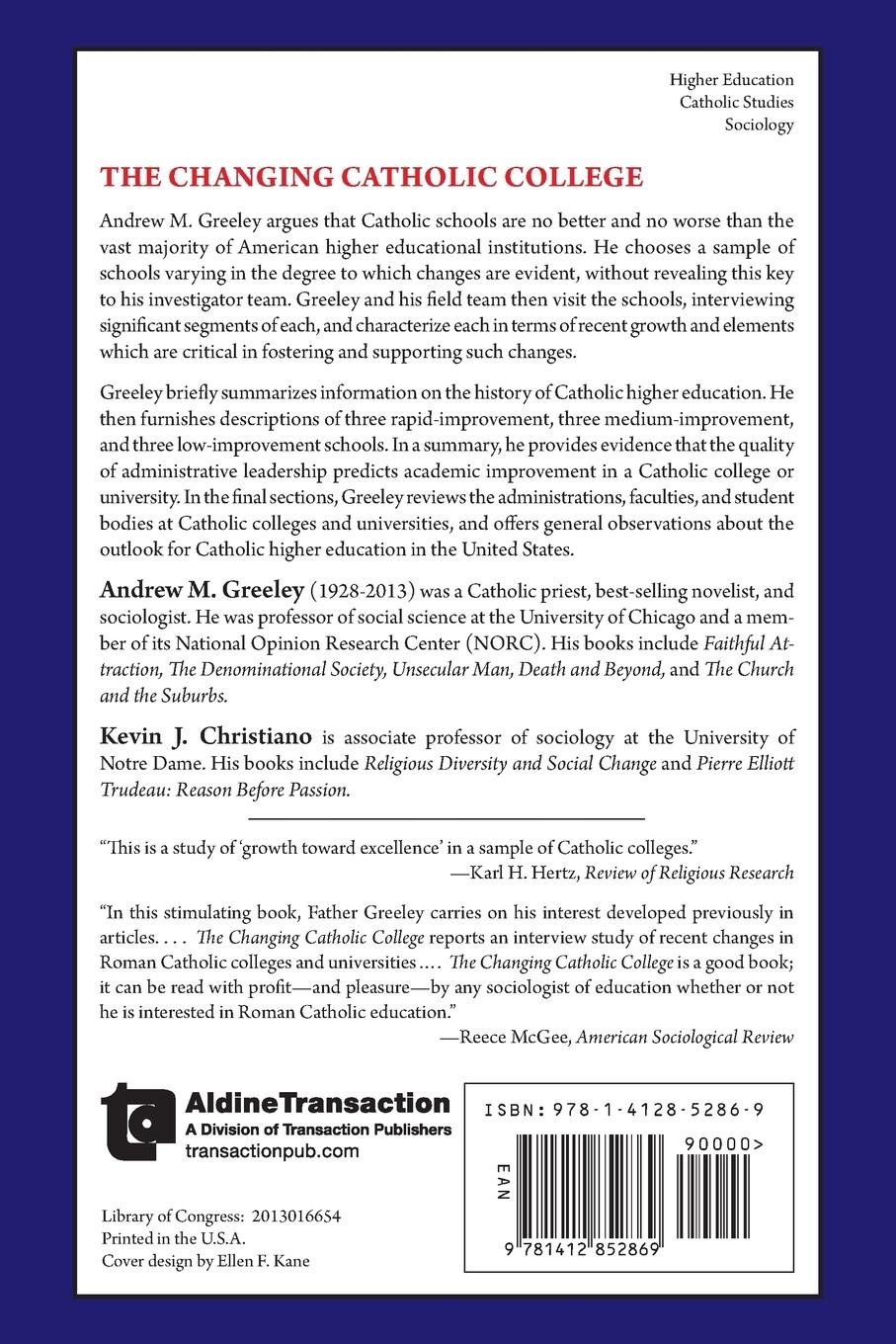 Rückseitencover The Changing Catholic College