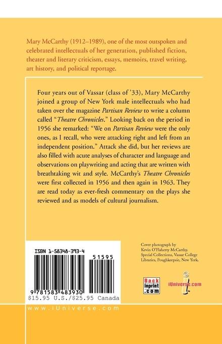 Rückseitencover Mary McCarthy's Theatre Chronicles