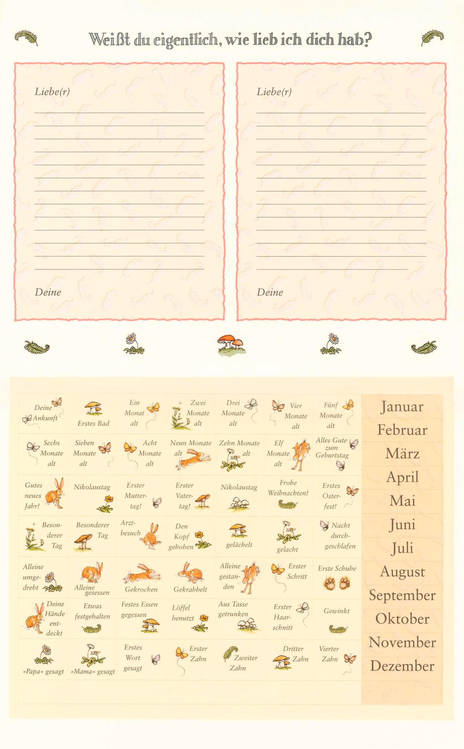 Beispielinhalt (Bild) Baby-Tagebuch. Weißt du eigentlich, wie lieb ich dich hab?