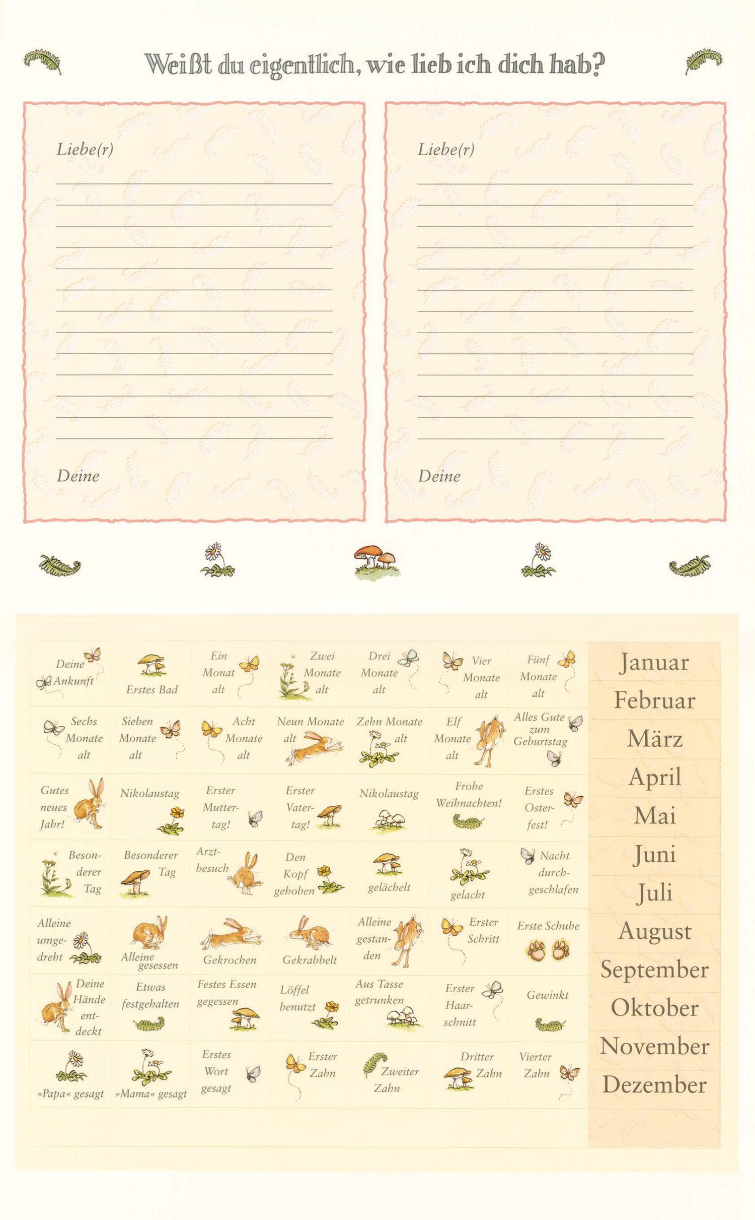 Beispielinhalt (Bild) Baby-Tagebuch. Weißt du eigentlich, wie lieb ich dich hab?