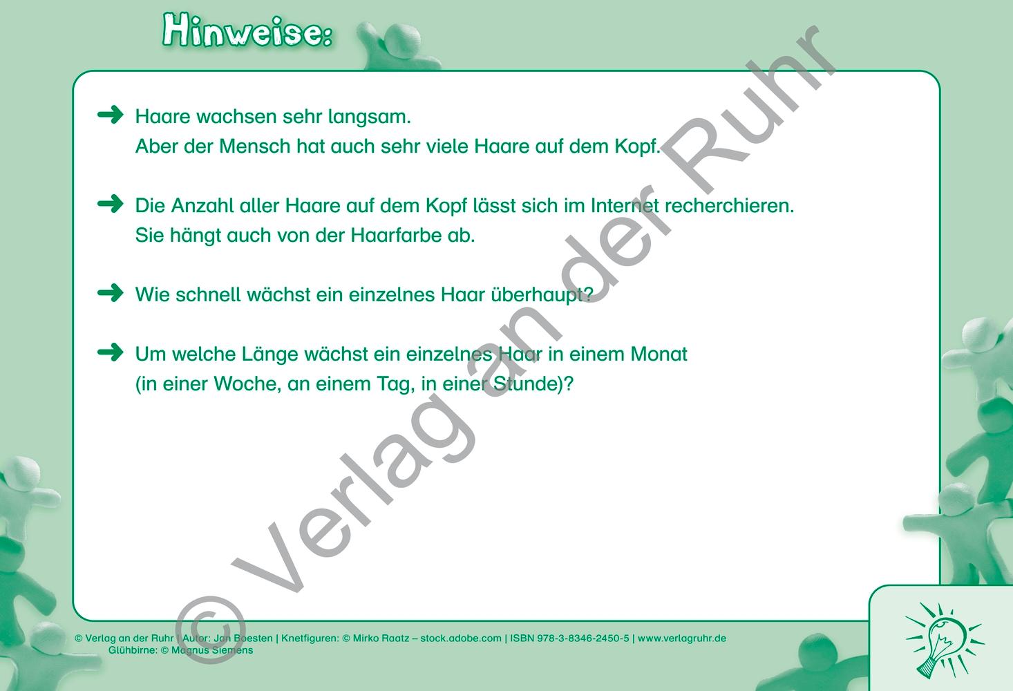 Beispielinhalt (Bild) Die Mathe-Knobel-Kartei: Fermi-Aufgaben, Klasse 3-6