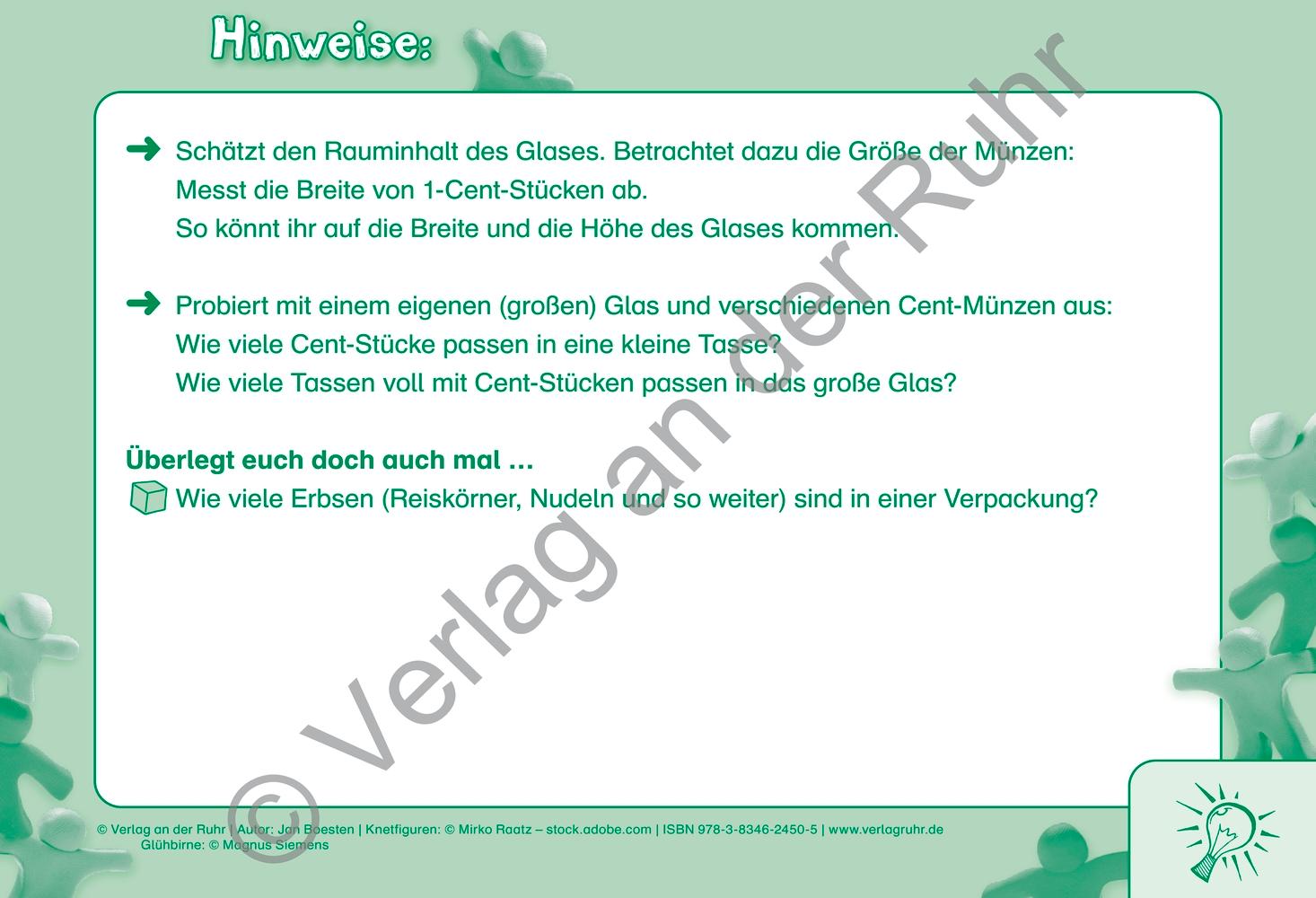 Beispielinhalt (Bild) Die Mathe-Knobel-Kartei: Fermi-Aufgaben, Klasse 3-6