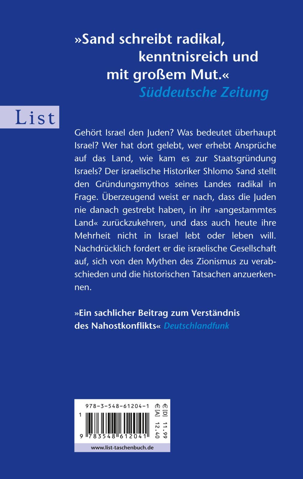Rückseitencover Die Erfindung des Landes Israel