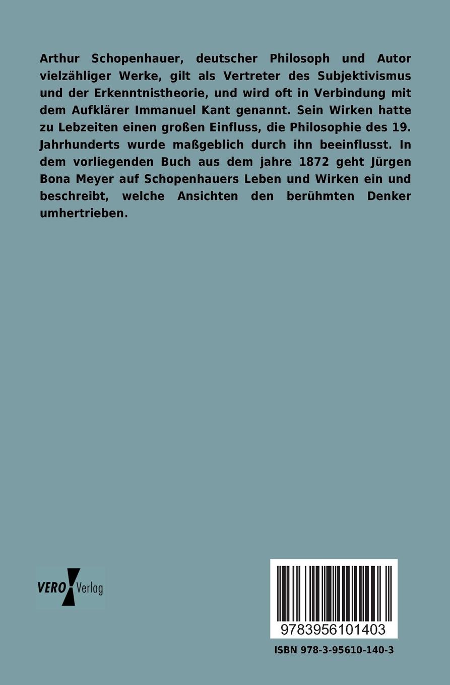 Rückseitencover Arthur Schopenhauer als Mensch und Denker
