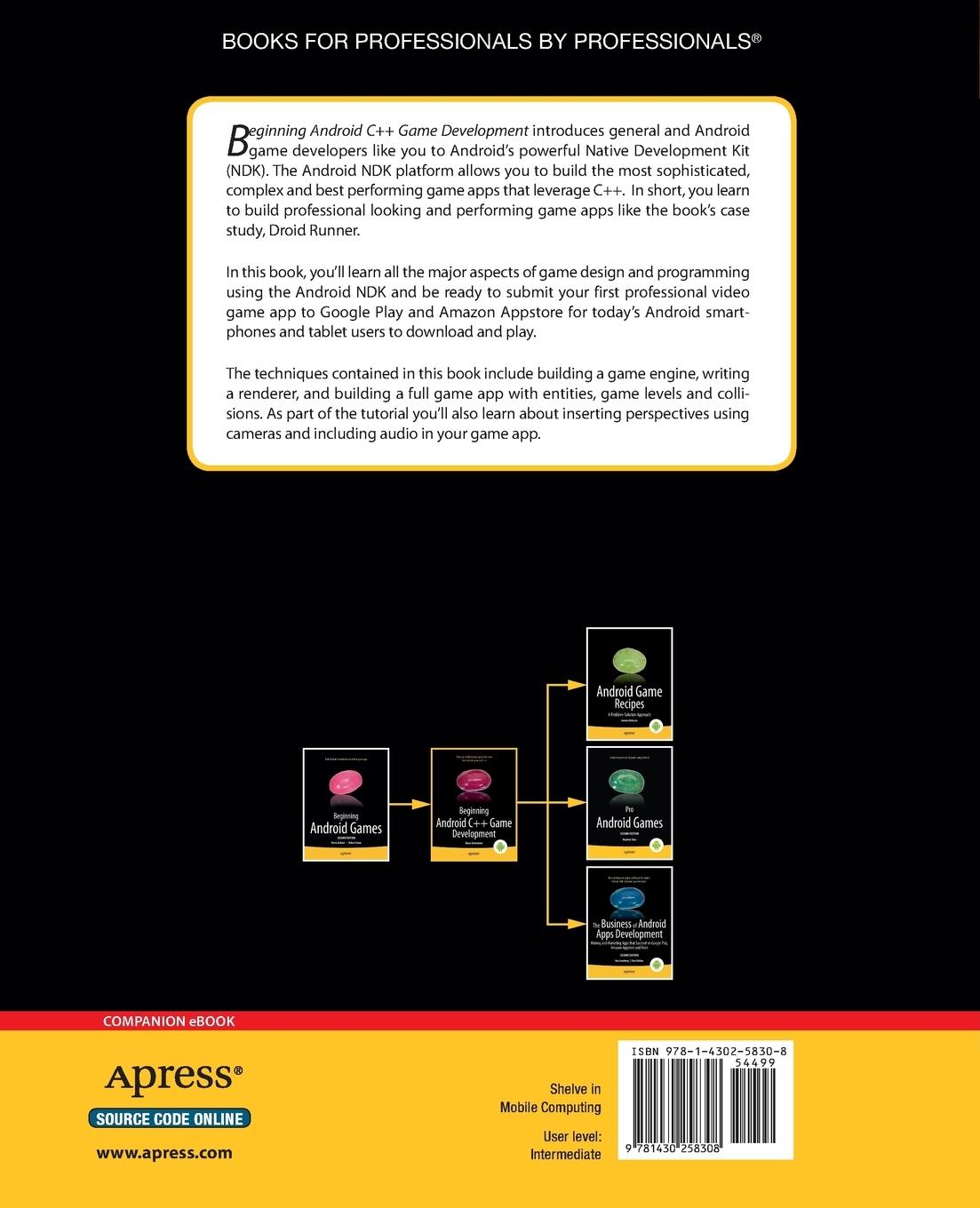 Rückseitencover Beginning Android C++ Game Development