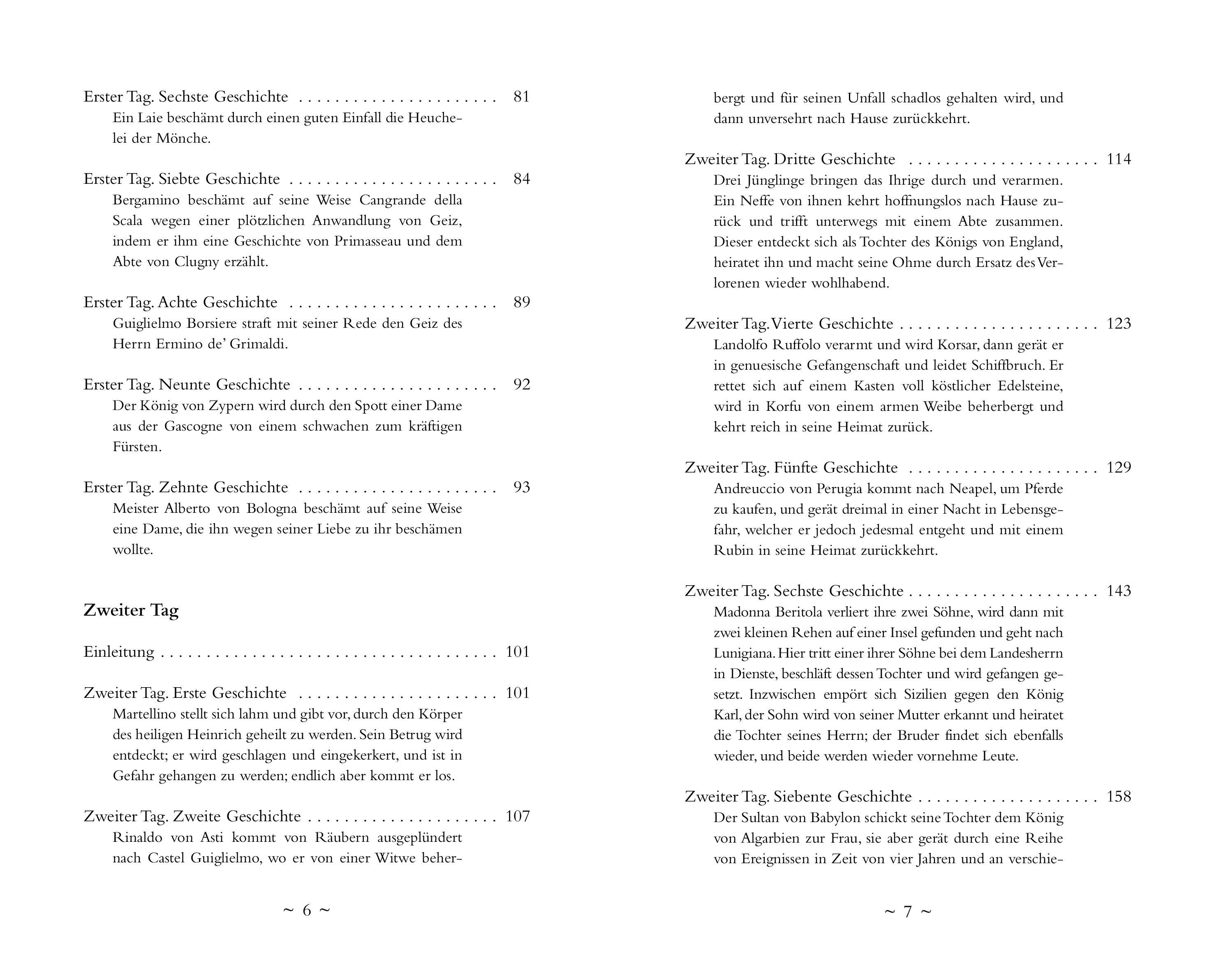 Beispielinhalt (Bild) Das Dekameron. Vollständige Ausgabe