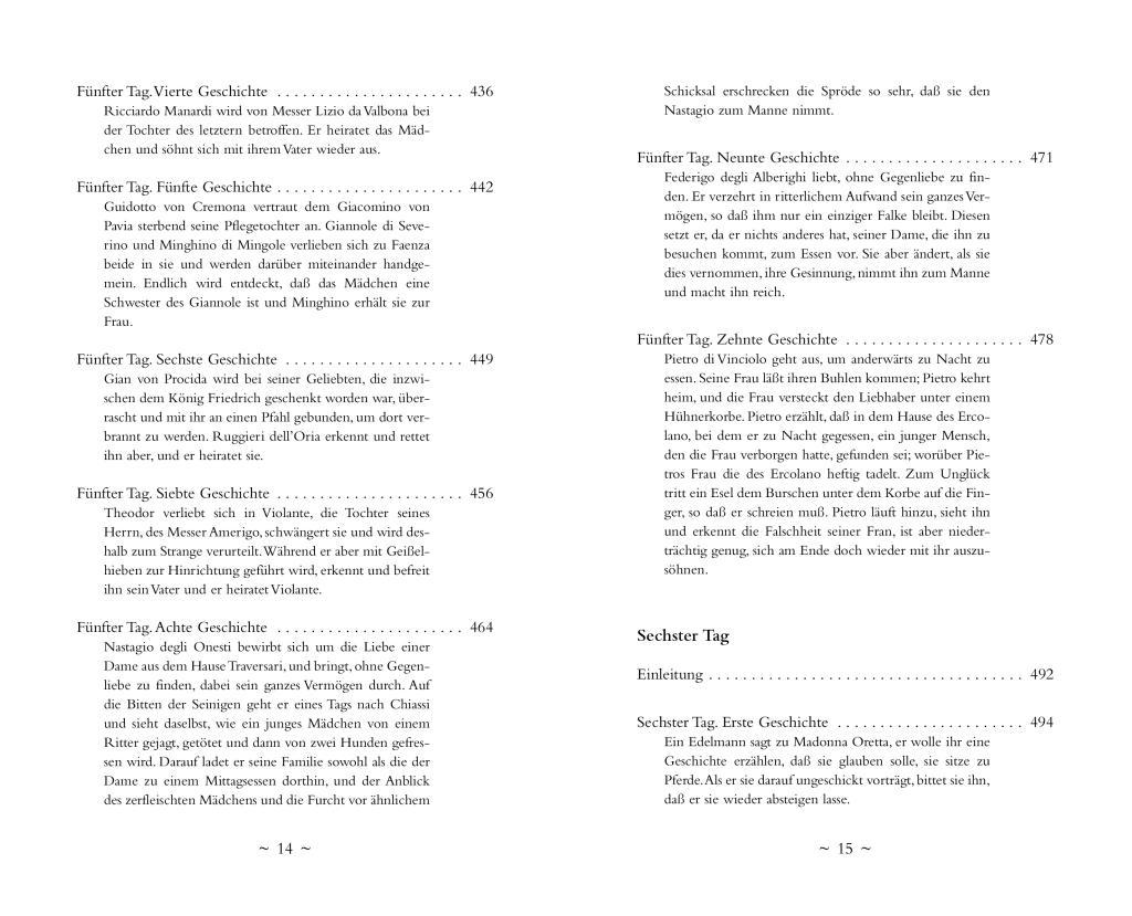 Beispielinhalt (Bild) Das Dekameron. Vollständige Ausgabe