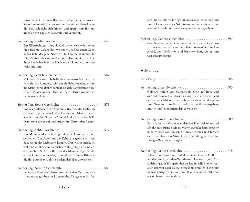 Beispielinhalt (Bild) Das Dekameron. Vollständige Ausgabe