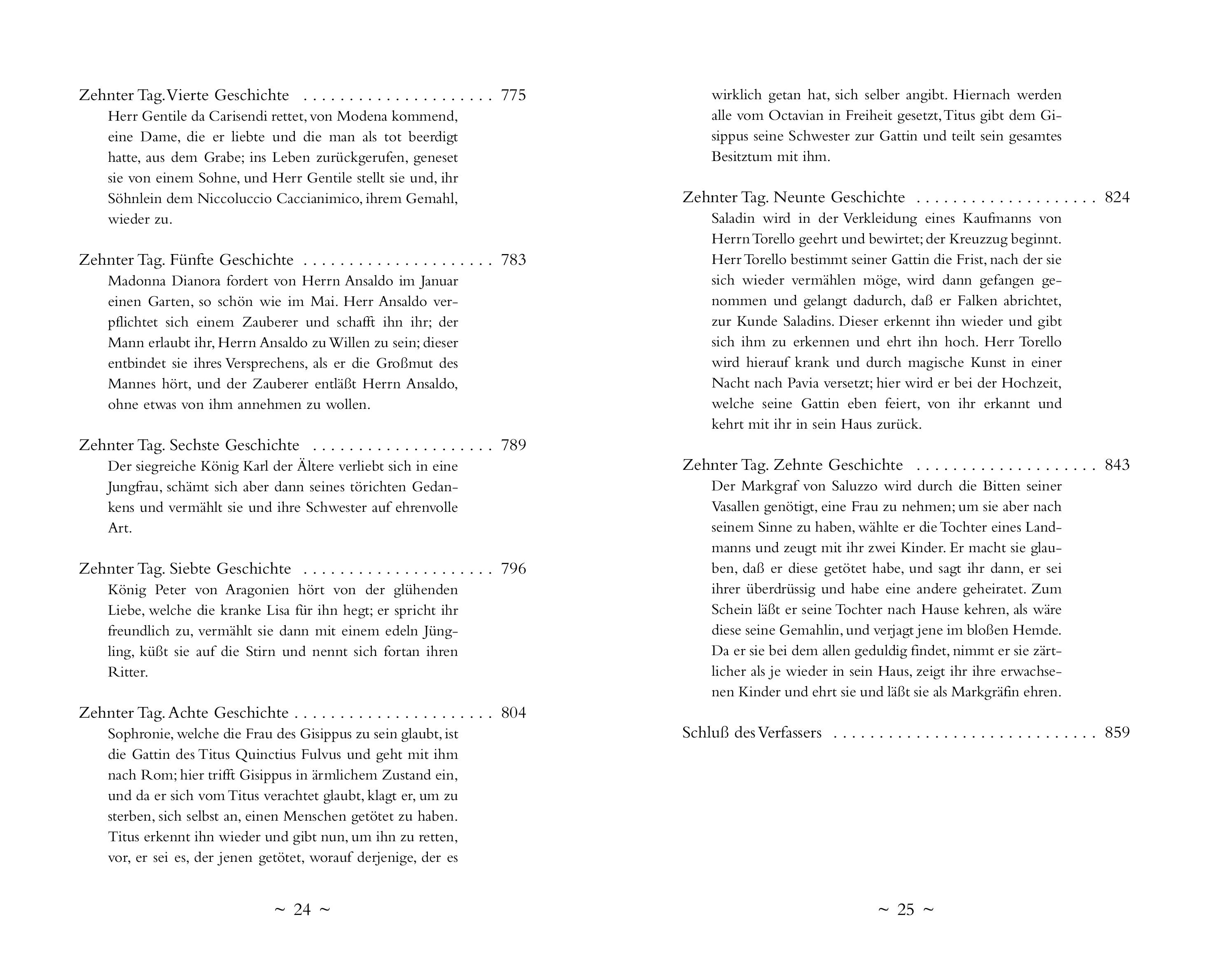 Beispielinhalt (Bild) Das Dekameron. Vollständige Ausgabe