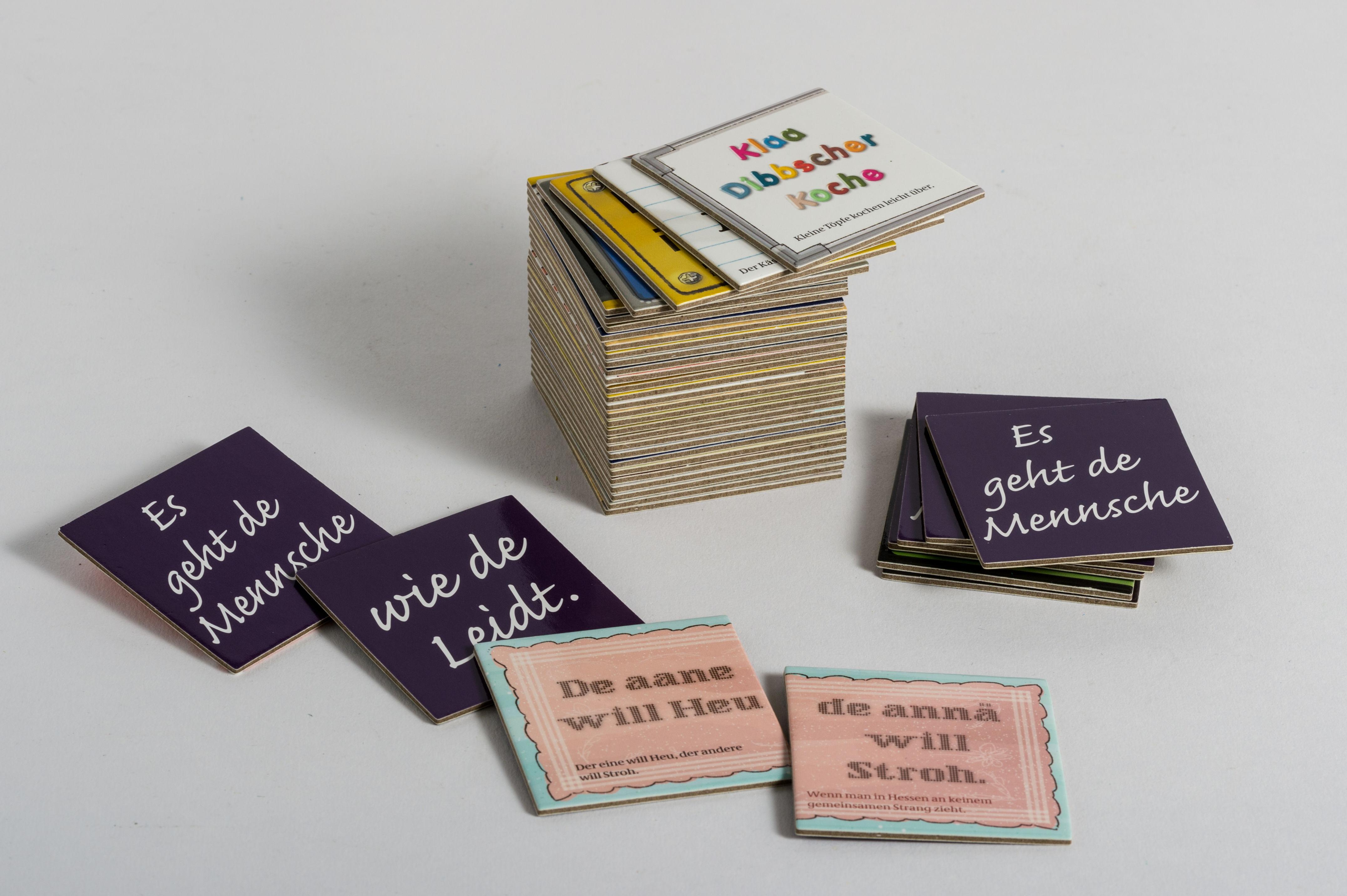 Beispielinhalt (Bild) Es geht de Mennsche wie de Leidt. Das hessische Weisheitenspiel.