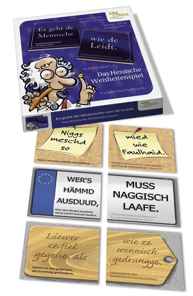 Beispielinhalt (Bild) Es geht de Mennsche wie de Leidt. Das hessische Weisheitenspiel.