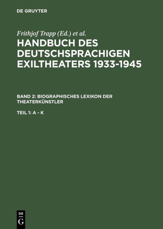 Vorderes Coverbild Biographisches Lexikon der Theaterkünstler