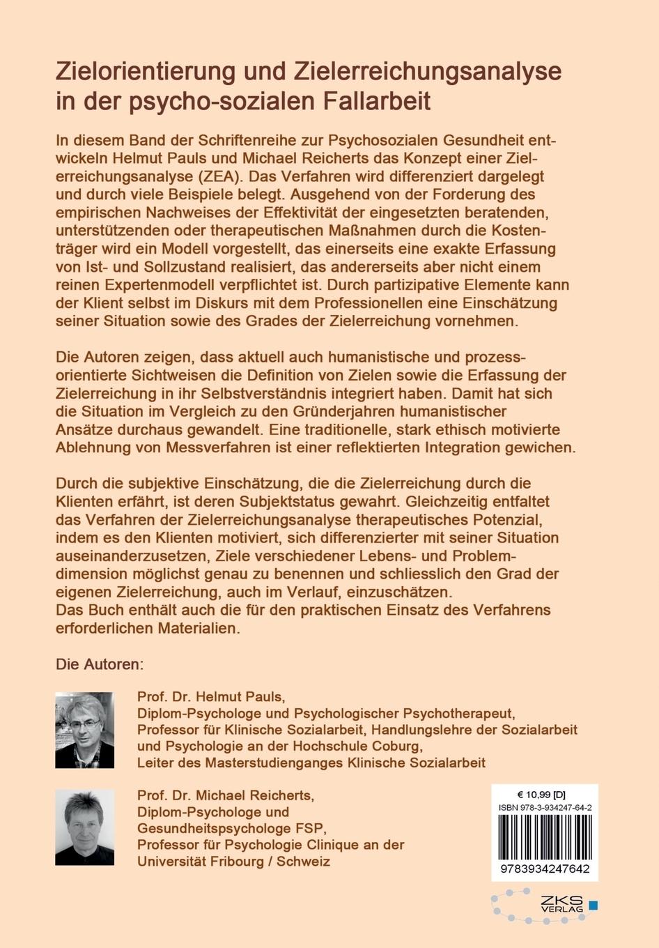 Rückseitencover Zielorientierung und Zielerreichungsanalyse in der psycho-sozialen Fallarbeit