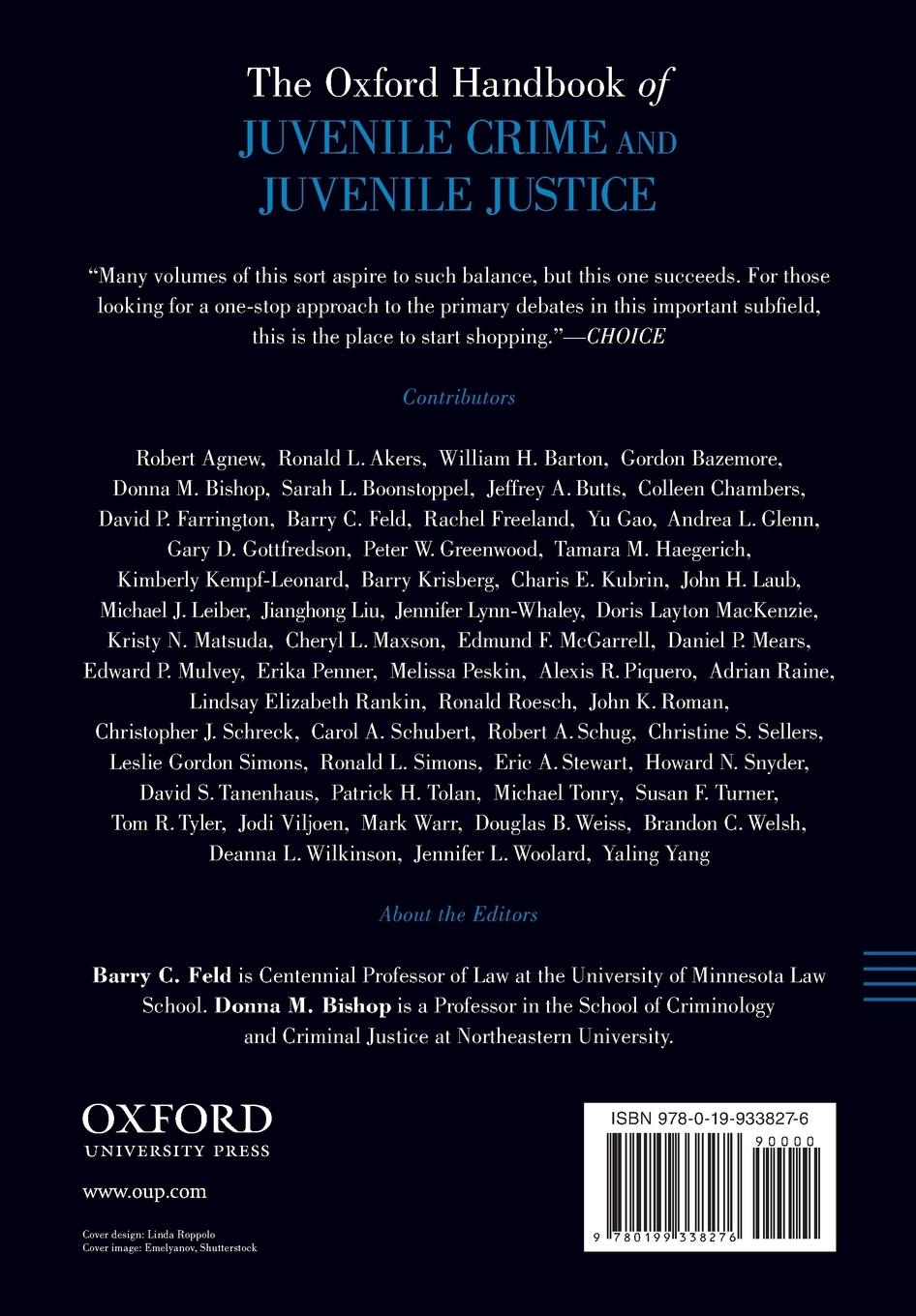 Rückseitencover The Oxford Handbook of Juvenile Crime and Juvenile Justice