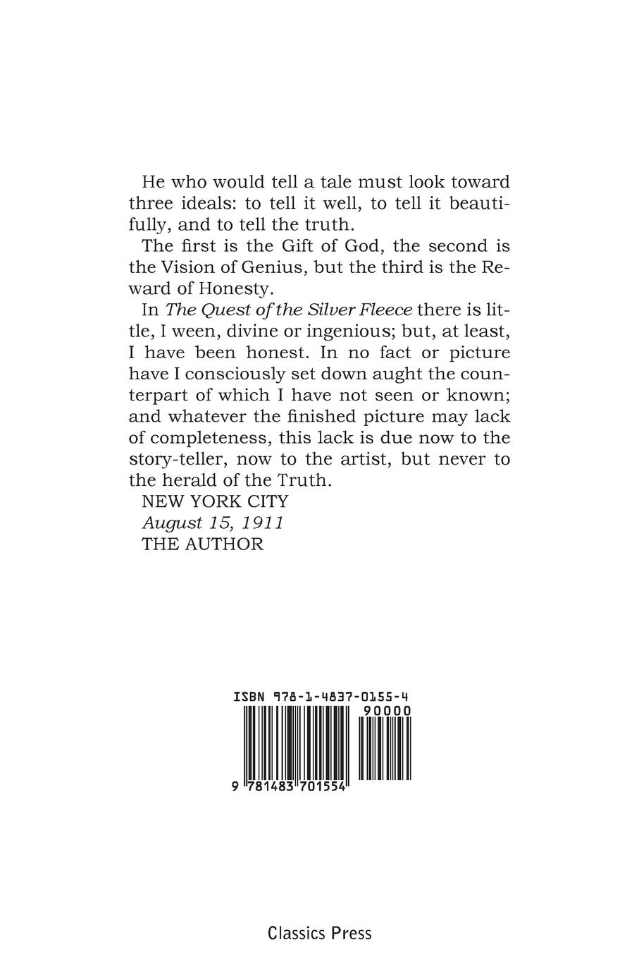 Rückseitencover The Quest of the Silver Fleece