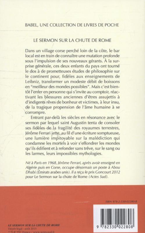Rückseitencover Le sermon sur la chûte de Rome