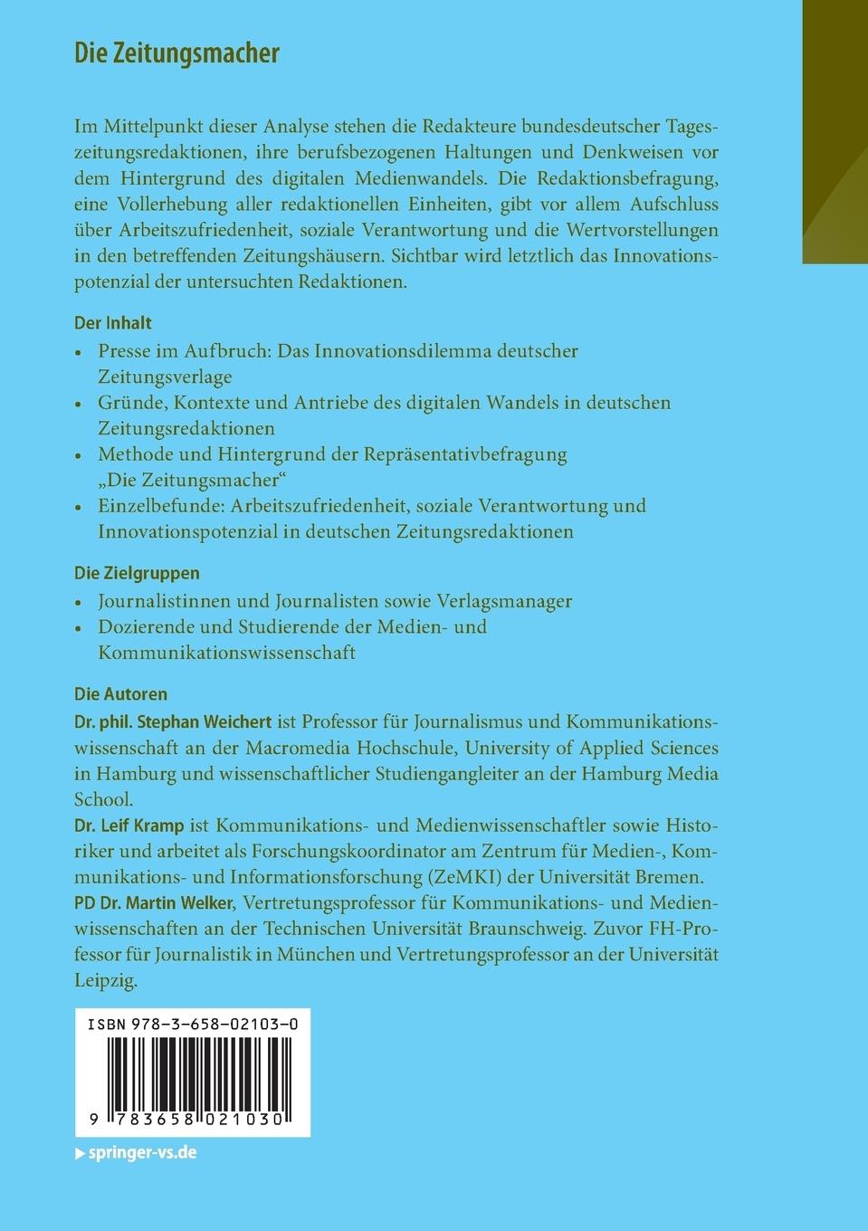 Rückseitencover Die Zeitungsmacher
