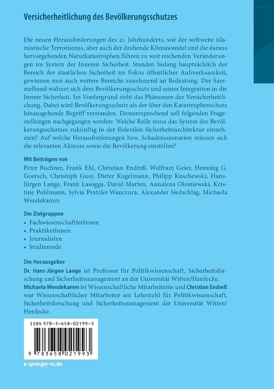 Rückseitencover Versicherheitlichung des Bevölkerungsschutzes