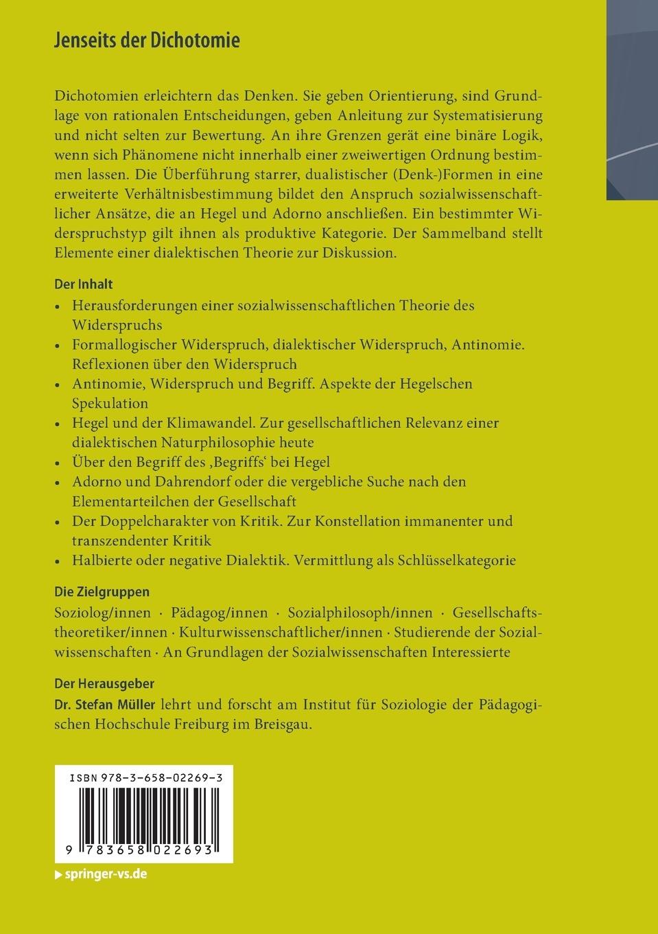 Rückseitencover Jenseits der Dichotomie