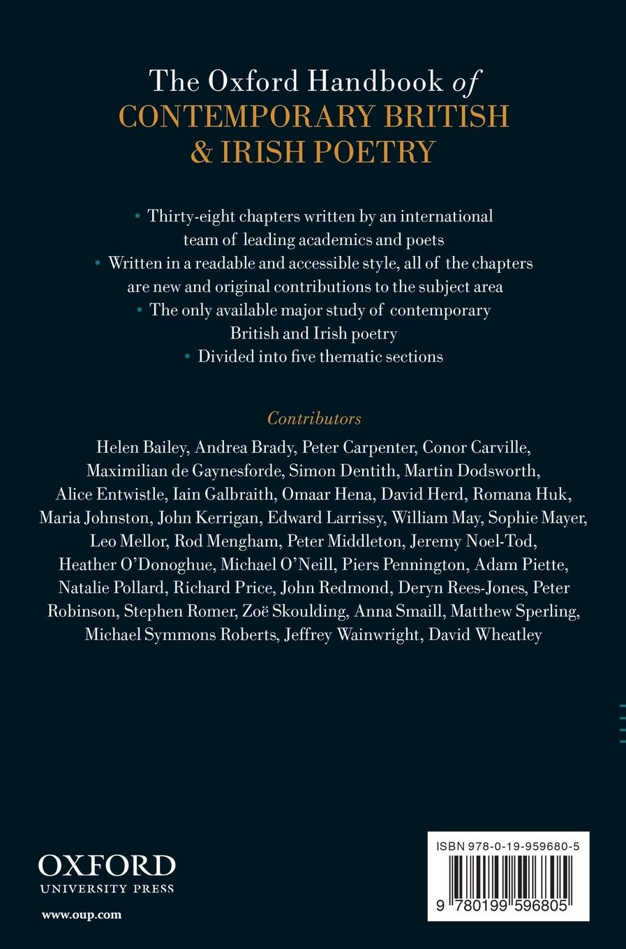 Rückseitencover Ohb Contem Brit Irish Poet Ohbk C