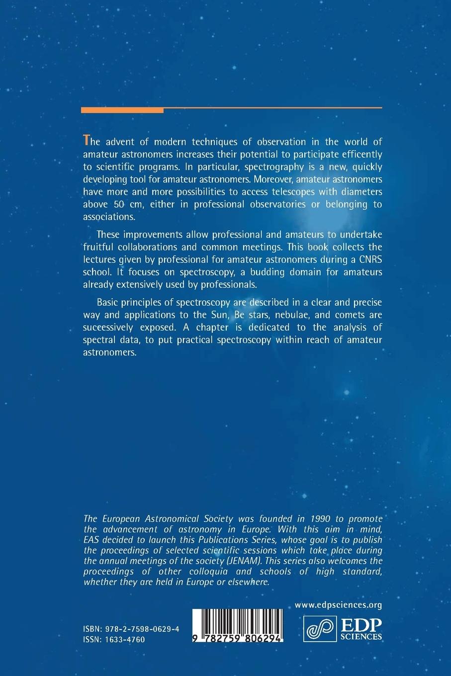 Rückseitencover Astronomical Spectrography for Amateurs
