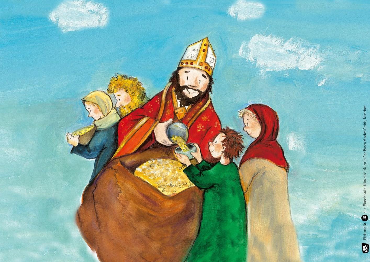 Beispielinhalt (Bild) Wundervoller Nikolaus. Kamishibai Bildkartenset.