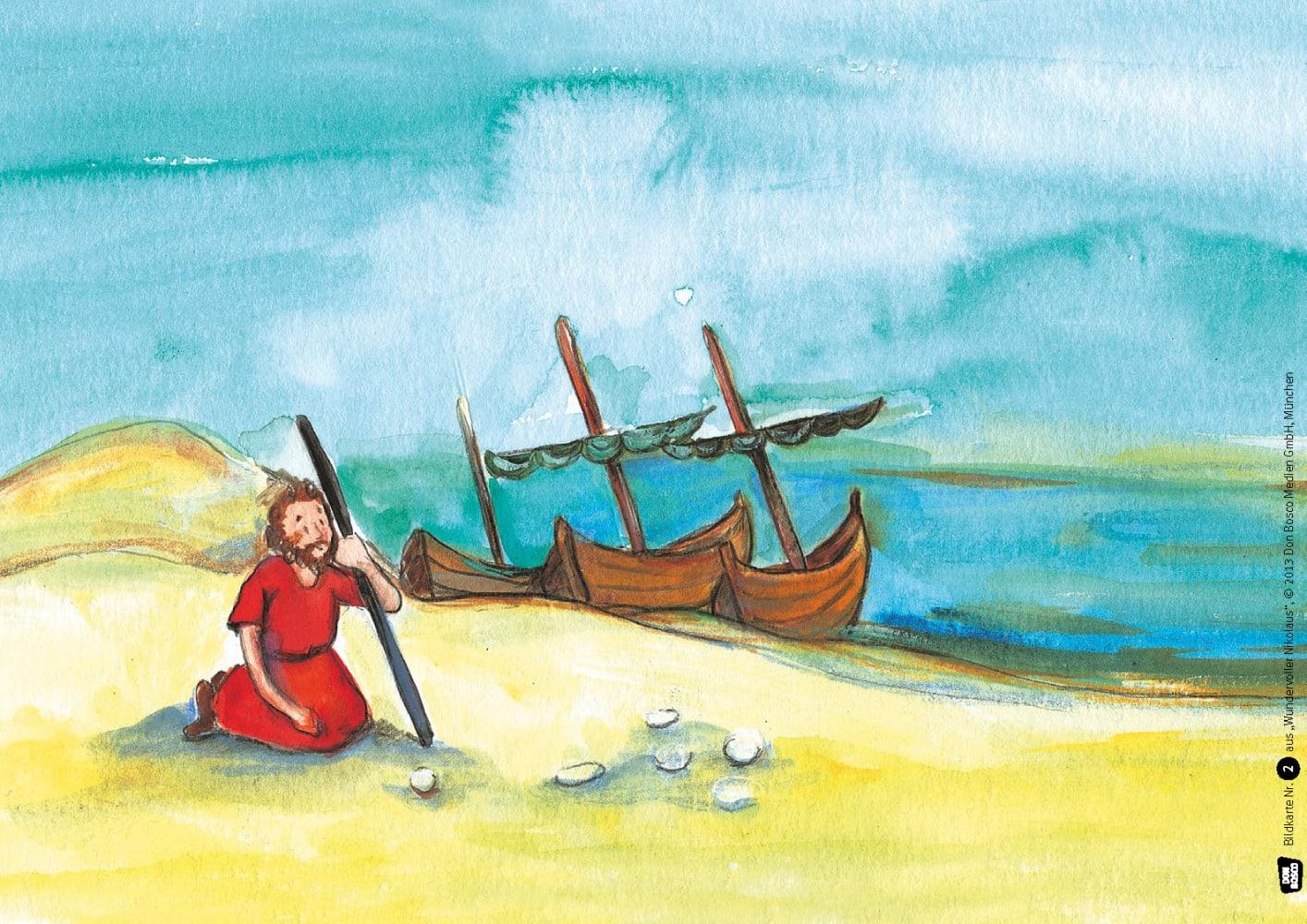 Beispielinhalt (Bild) Wundervoller Nikolaus. Kamishibai Bildkartenset.